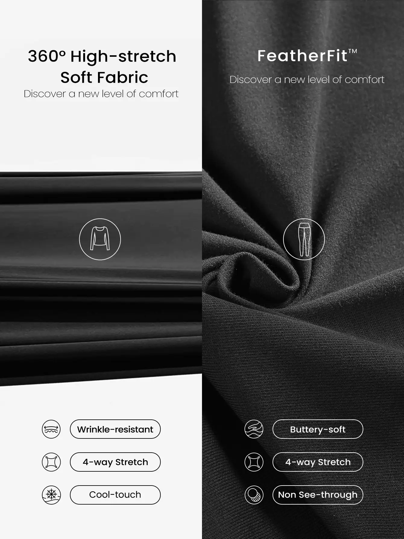 GLOWMODE Conjunto de camiseta de manga corta y pantalón corto tipo biker de FeatherFit™ FlexFlow, de tela suave y elástica que absorbe la humedad, de ajuste ceñido, ideal para yoga, pilates, danza y actividades diarias de bajo impacto - Negro - Ver 7