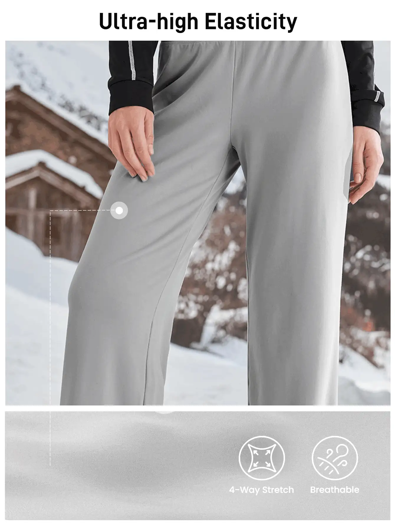 In My Nature 女式宽松休闲户外运动裤，带口袋，秋冬 - 灰色 - 查看 7