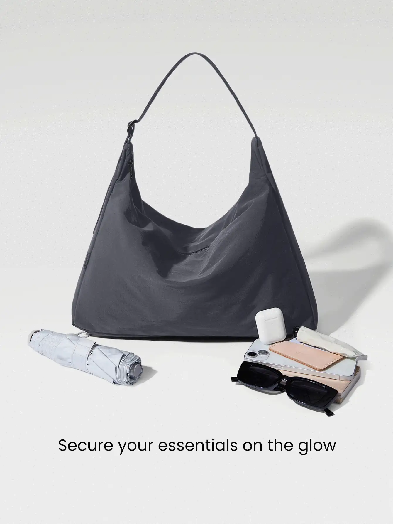 GLOWMODE 17L Unadjustable Textured Water-Resistant Shoulder Bag Fall Winter - 淺灰色 - 查看 4