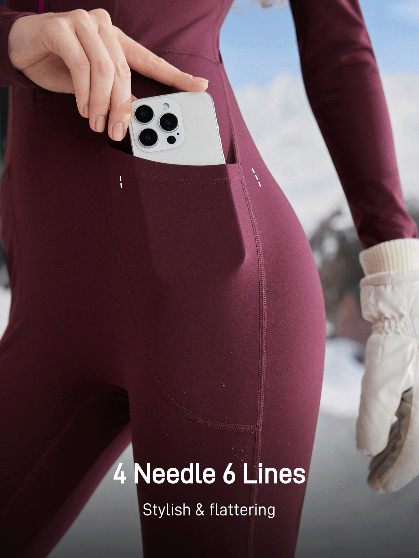 In My Nature 女式纯色简约户外连体裤 - 酒紅色 - 查看 4