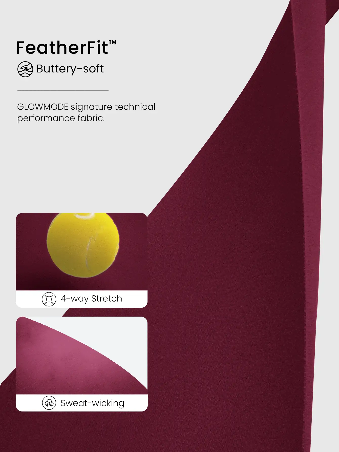 GLOWMODE FeatherFit™ Stretch Glow And Flow Sweat-Wicking Crossover Back Two-Tone Removable Cups Fitted Band Longline Sports Bra Low Impact Yoga Pilates Studio Daily Active Wear - Red Plum - View 5