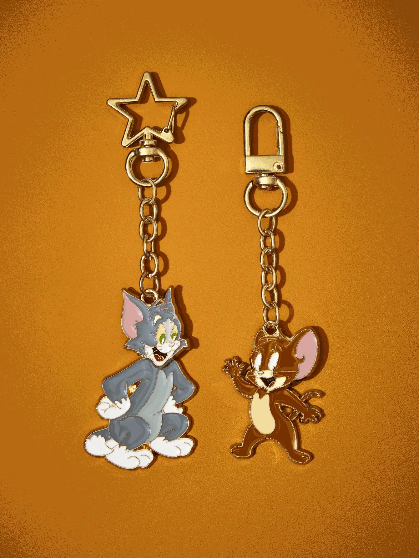 TOM & JERRY X SHEIN 可爱卡通锌合金滴油钥匙扣包挂件，头部可摇晃，趣味十足 - 彩色 - 查看 2