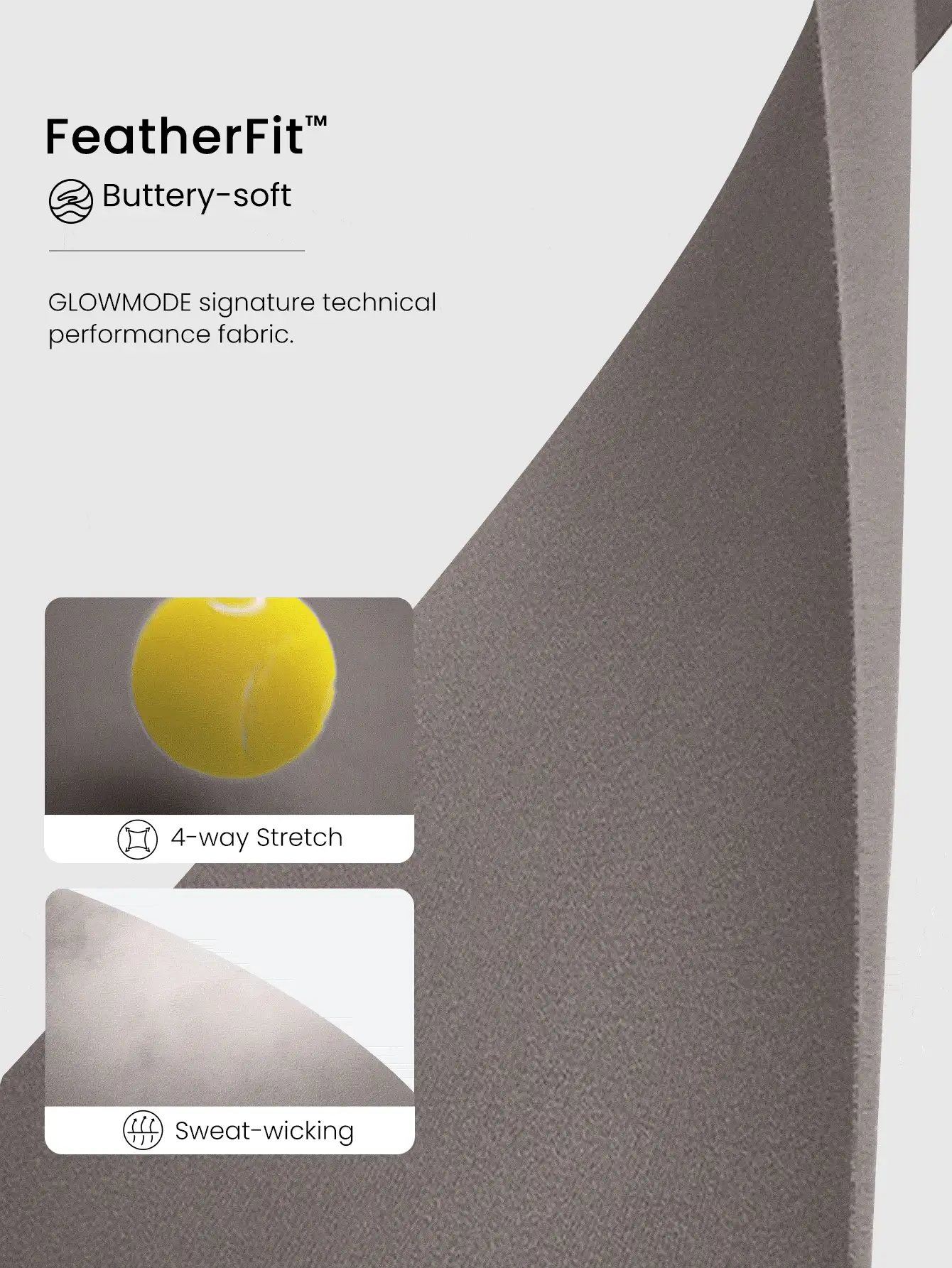 GLOWMODE FeatherFit™ 感觉最佳柔软弹力吸汗加垫腰长拇指孔褶皱长袖上衣瑜伽普拉提工作室日常休闲装 - Volcanic Gray - 查看 4