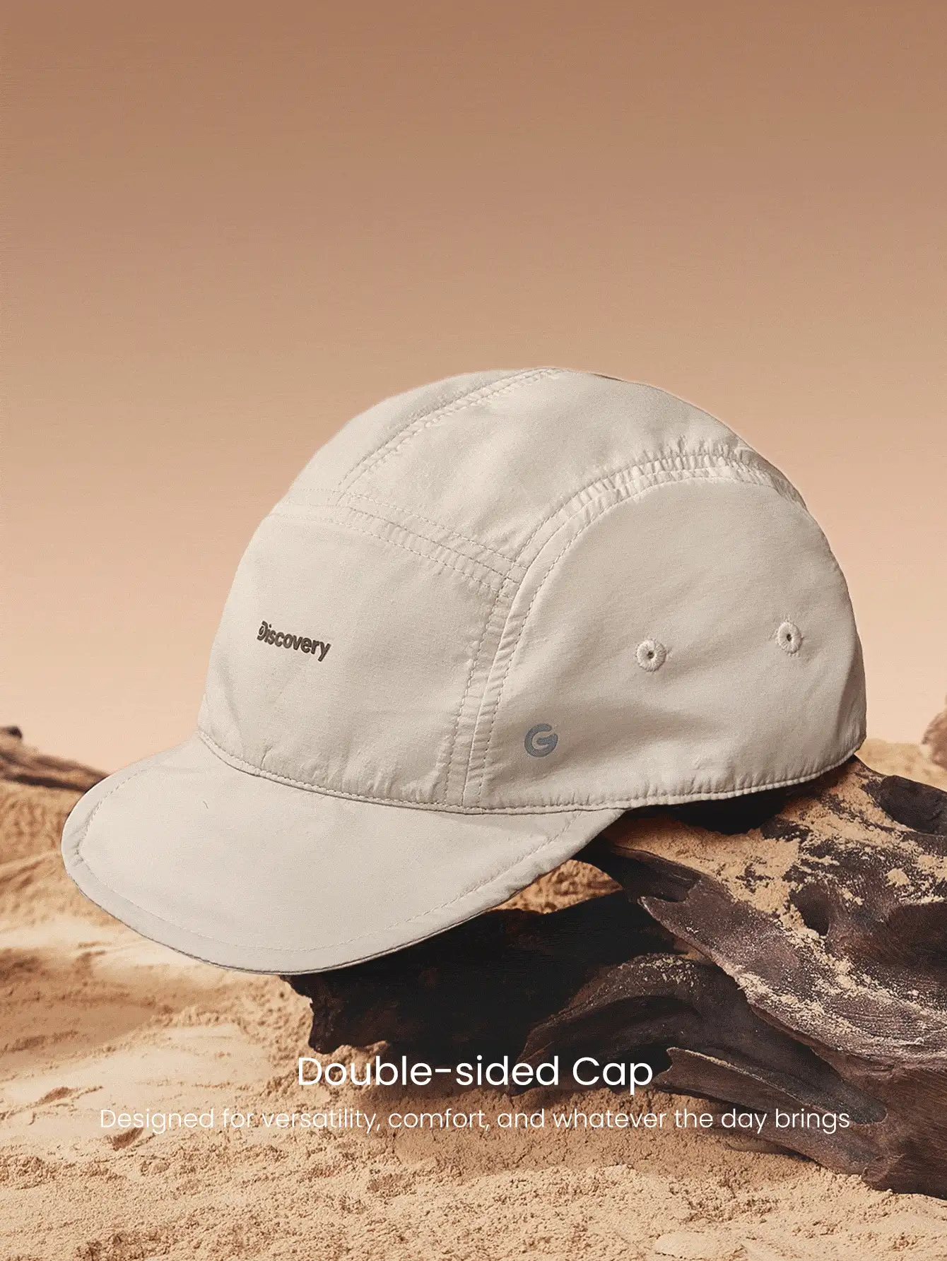 GLOWMODE X Discovery Keep It Cool Sweat-Wicking Quick-Dry Waterproof Unstructured Brim Unstructured Crown Reflective Drawstring Adjustable Double-Sided Cap Hat Hiking Outdoor Running Workout Active - Caqui - Visão 3