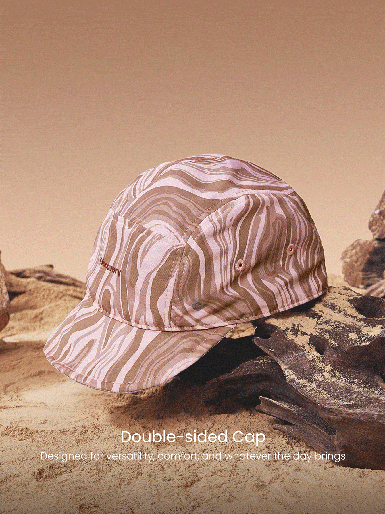 GLOWMODE X Discovery Keep It Cool Sweat-Wicking Quick-Dry Waterproof Unstructured Brim Unstructured Crown Reflective Drawstring Adjustable Double-Sided Cap Hat Hiking Outdoor Running Workout Active - Rusty Rose - View 3