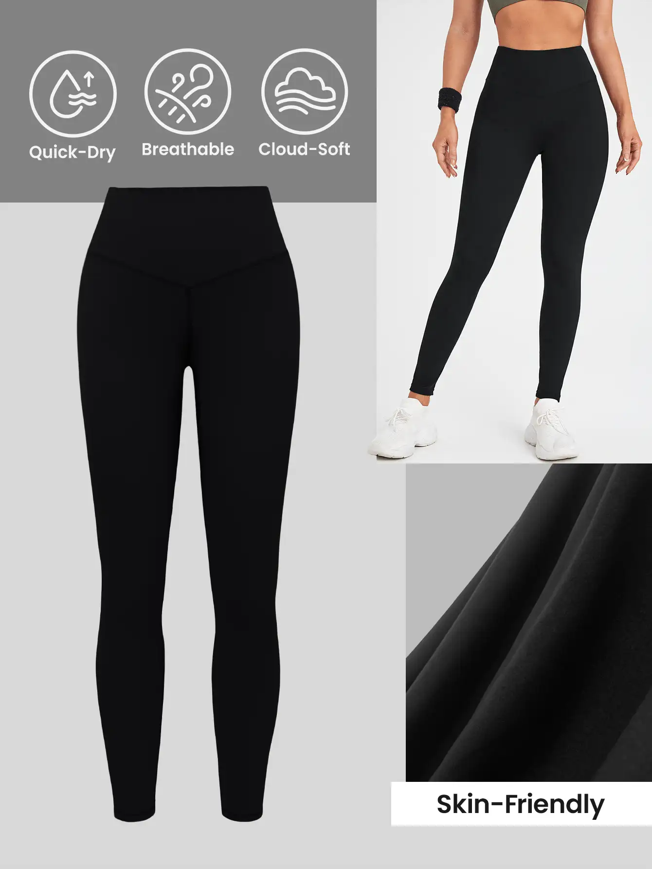 Easithlete Quần legging bó cạp cao liền mạch dành cho nữ - Quần legging mềm mại, thoáng khí, co giãn 4 chiều, nhanh khô, dùng để chạy bộ, đạp xe, tập yoga, bóng chày, tập thể dục thường ngày - màu đen - Xem 4