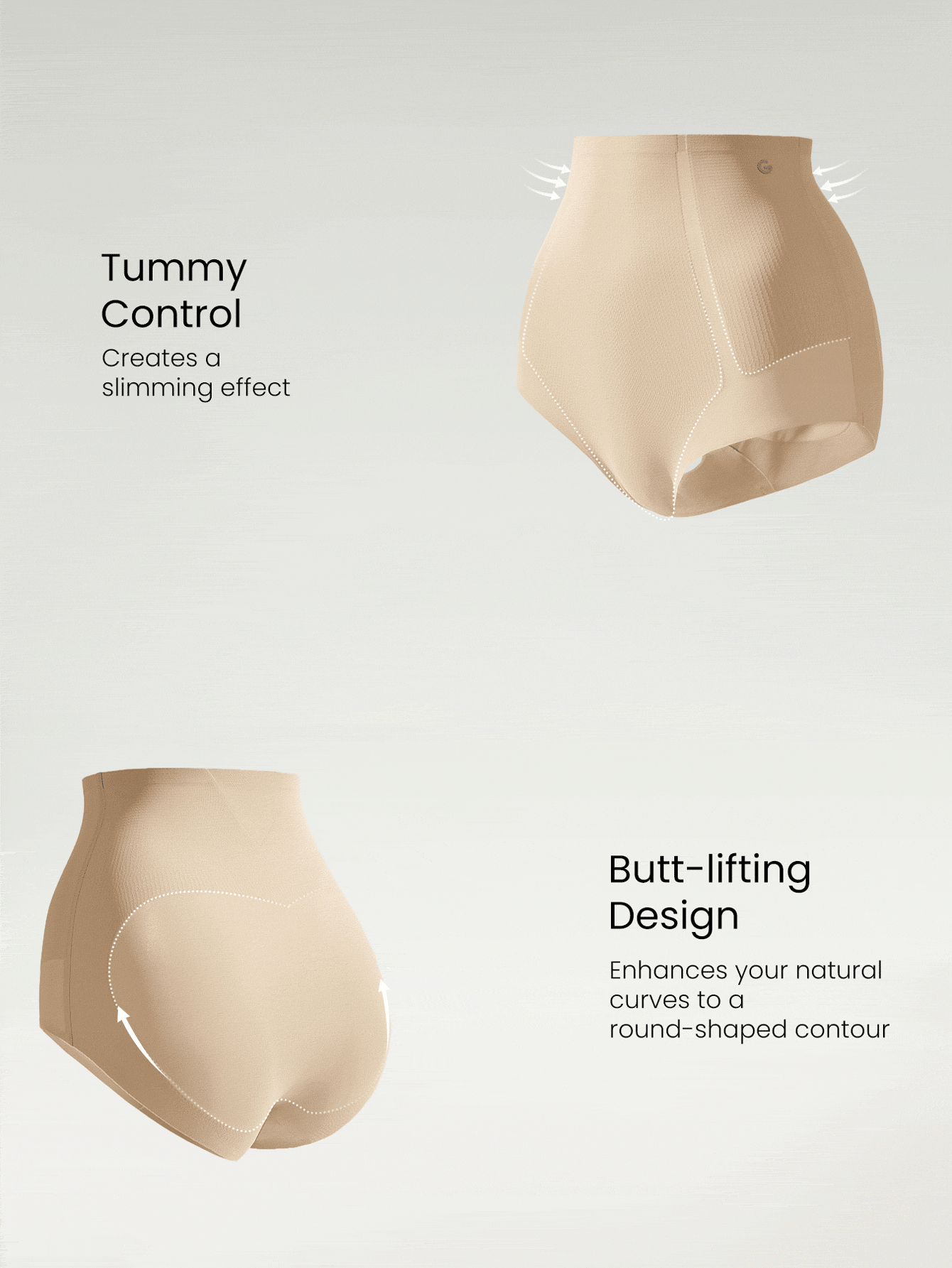 GLOWMODE 1 Pack Sculpt Fit High-Rise Waist Smoothing Effect Coverage Underwear Daily Casual - Beige - View 4