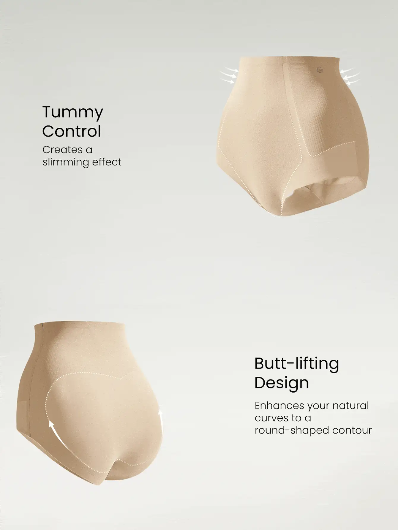 GLOWMODE 1 Pack Sculpt Fit High-Rise Waist Smoothing Effect Coverage Underwear Daily Casual - Beige - View 4