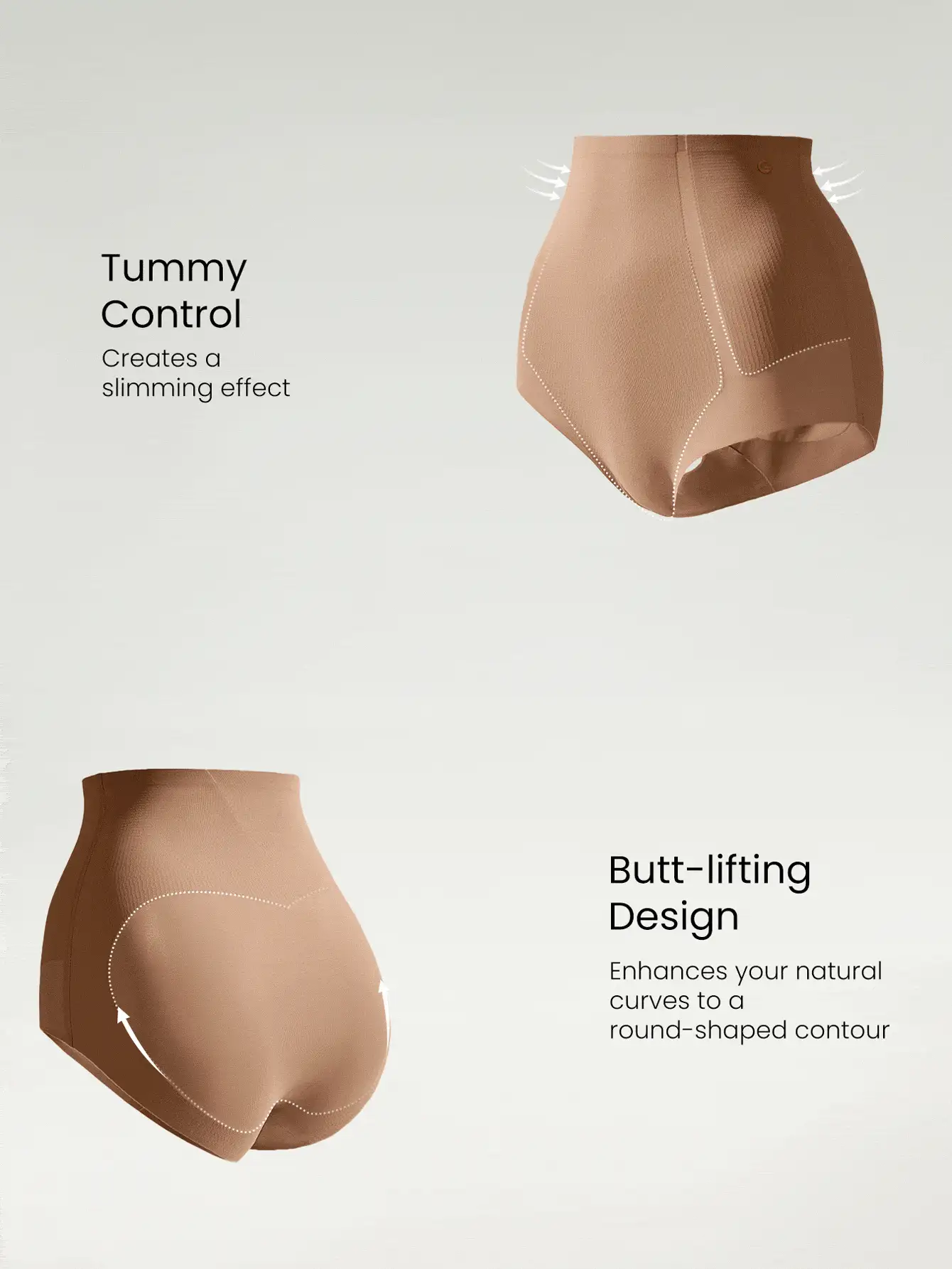 GLOWMODE 1 Pack Sculpt Fit High-Rise Waist Tummy Control Butt-Lifting Shapewear Coverage Underwear Daily Casual - Brown - View 4