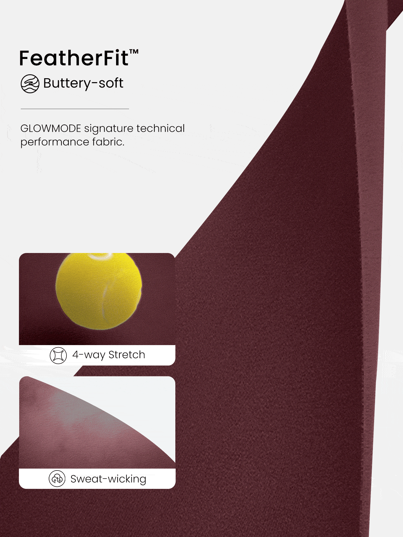 GLOWMODE FeatherFit™ 柔软弹力罗纹拼接长袖T恤，低冲击瑜伽普拉提工作室日常休闲穿着，可拆卸胸垫 - 酒紅色 - 查看 7