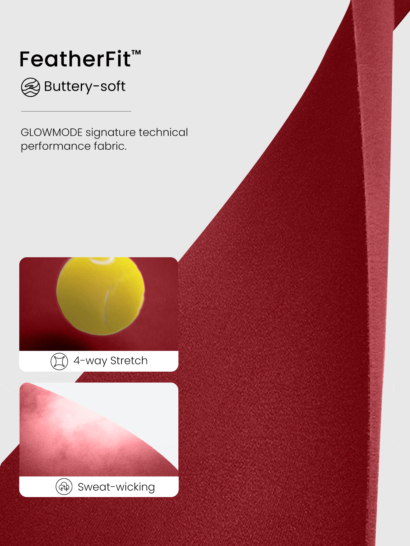 GLOWMODE 31" FeatherFit™ Merry Mode Soft Stretchy Sweat-Wicking Flared Leggings Holiday Christmas Outdoors Yoga Pilates Studio Wear Spring Summer - Burgundy - View 5