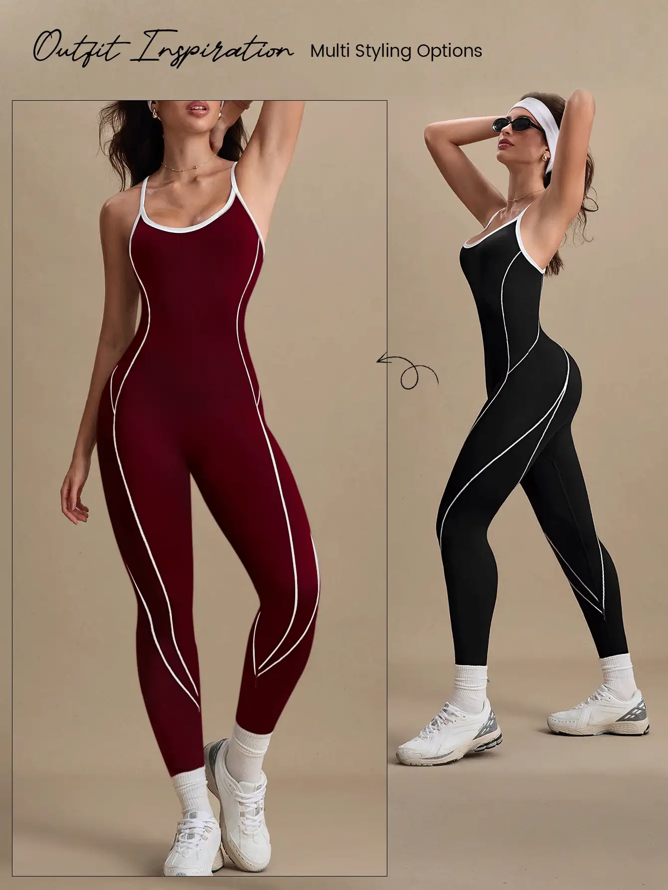 Velisys Mono sin costuras con espalda de tirantes para mujer - Multicolor - Ver 6