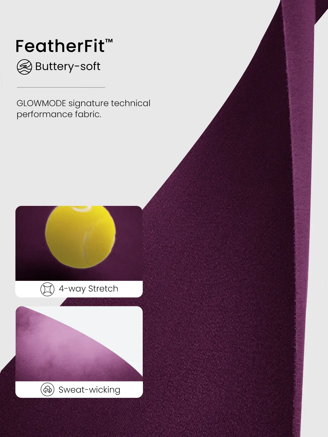 GLOWMODE FeatherFit™ Soft Stretchy Ribbed Seam-Dividing Design Long-Sleeve Tee Top Low Impact Yoga Pilates Studio Daily Casual Wear Removable Cups Spring Summer - Bold Plum - View 7