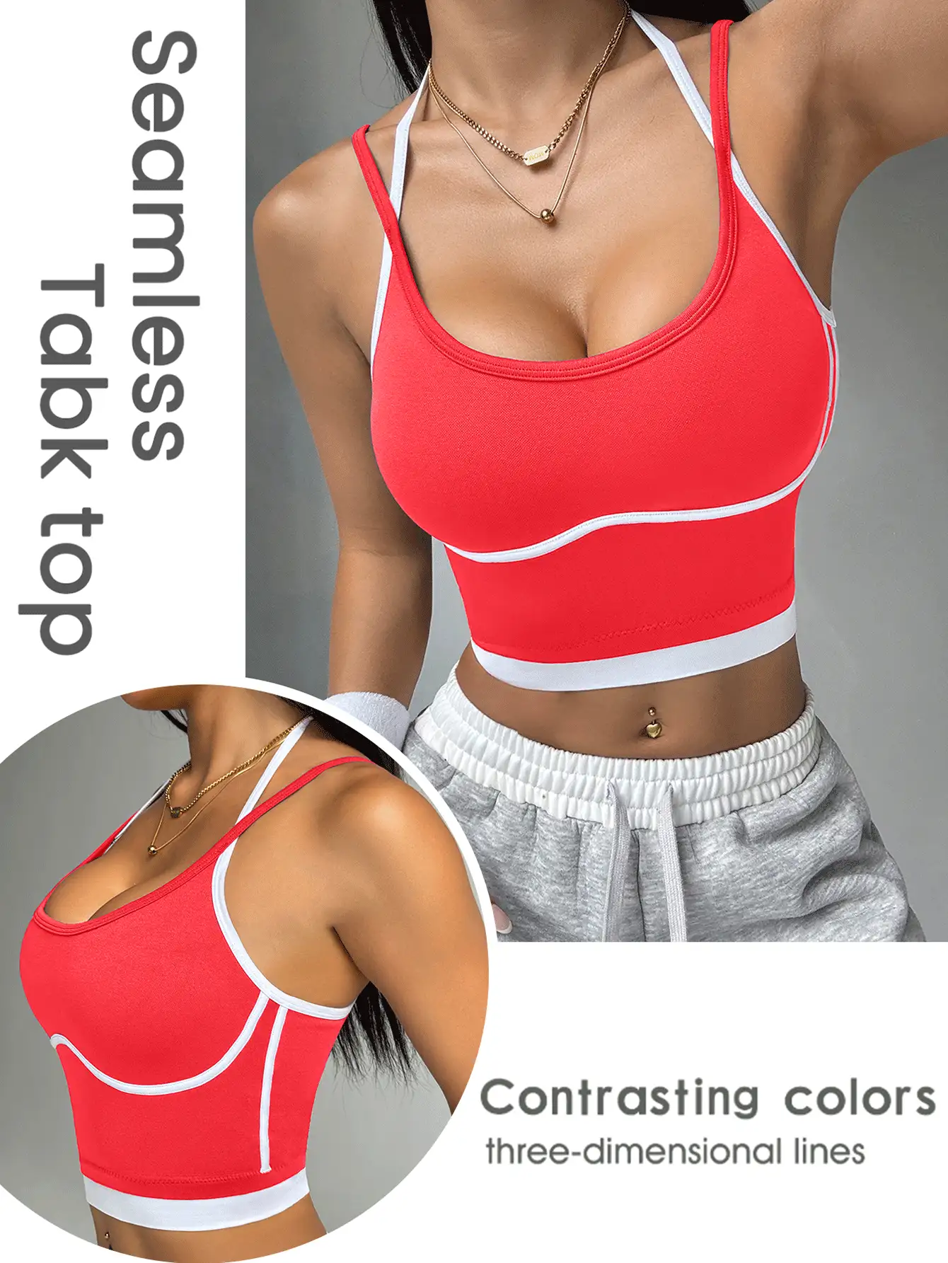 Easithlete 休闲运动背心，简约时尚，日常穿着及健身皆宜 - 紅色 - 查看 2