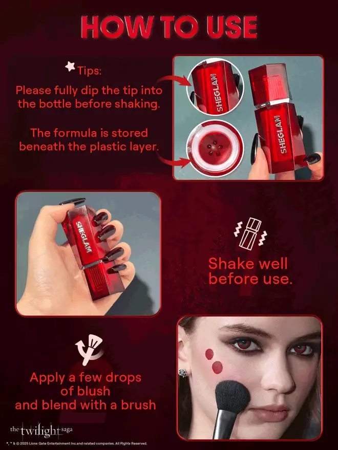 The Twilight Saga X SHEGLAM Forbidden Love Liquid Blush-Vitality Brand Beauty Makeup Face Paint Cosmetic For Women Girls Perfect For Winter Ideal For Y2K Fancy Fashion Suitable For Birthday Christmas Gift Party Ready Best Color