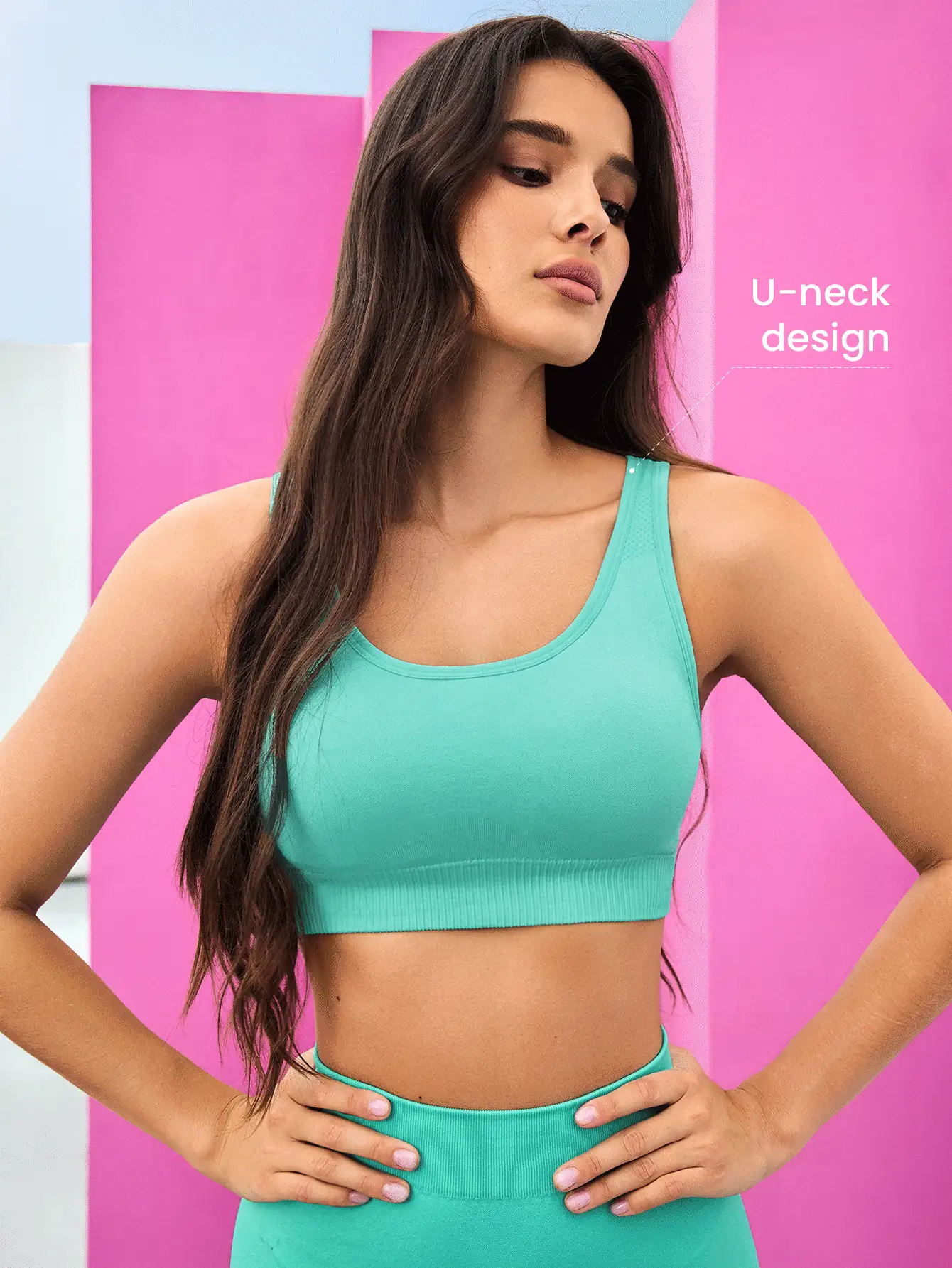 Gameset SHEIN Sport Women's Solid Color Wireless Criss-Cross Back Sports Bra - Green - View 6
