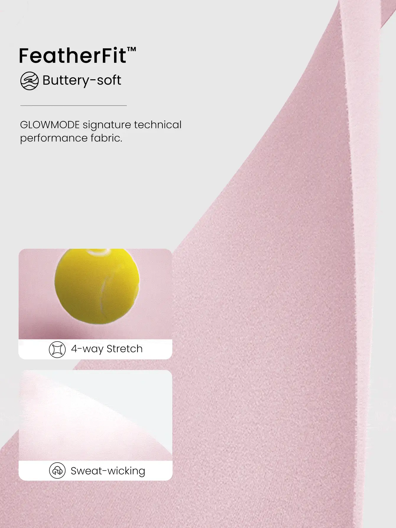 GLOWMODE FeatherFit™ Deep V-Neck Wide Strap Cutout Back Bra Low Impact Yoga Pilates Studio Daily Casual Wear Removable Cups Valentine's Day - Baby Pink - View 4