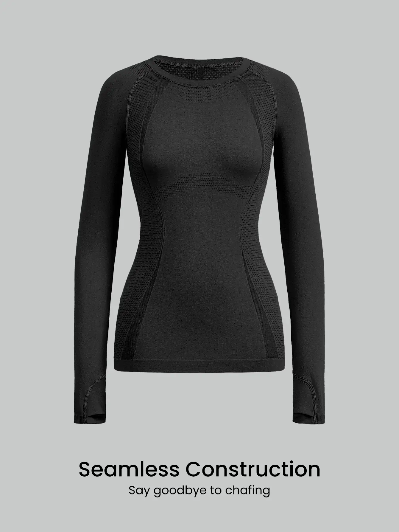 GLOWMODE 無縫貼身長袖上衣，臀部長度抑汗、抗菌、透氣、輕盈夏季壓縮襯衫