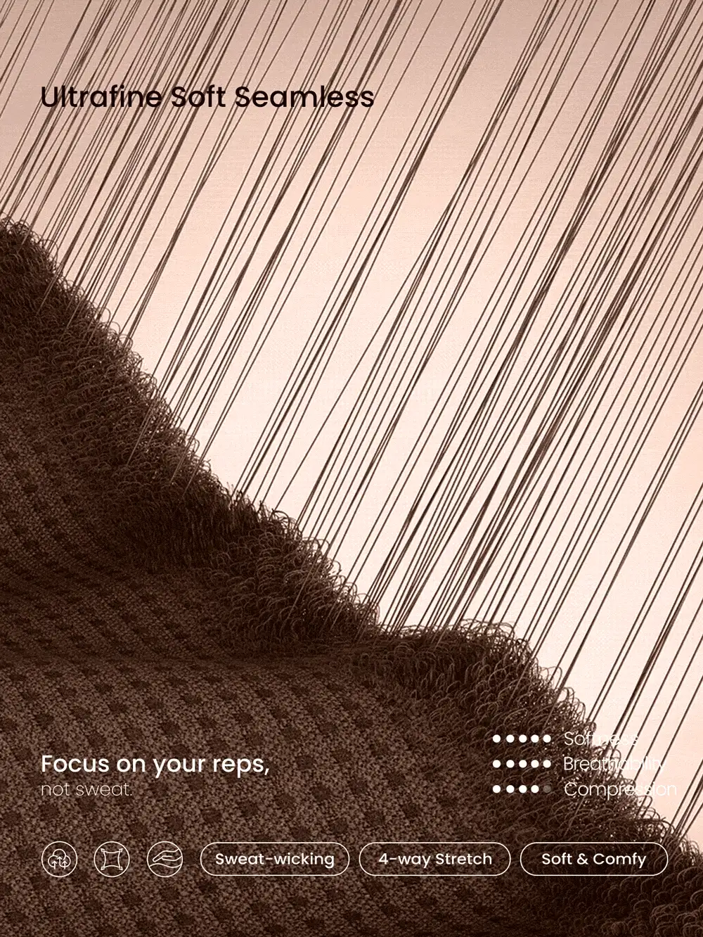 GLOWMODE Quần legging tập gym cạp cao hở lưng liền mạch 24" tác động trung bình - màu nâu - Xem 5