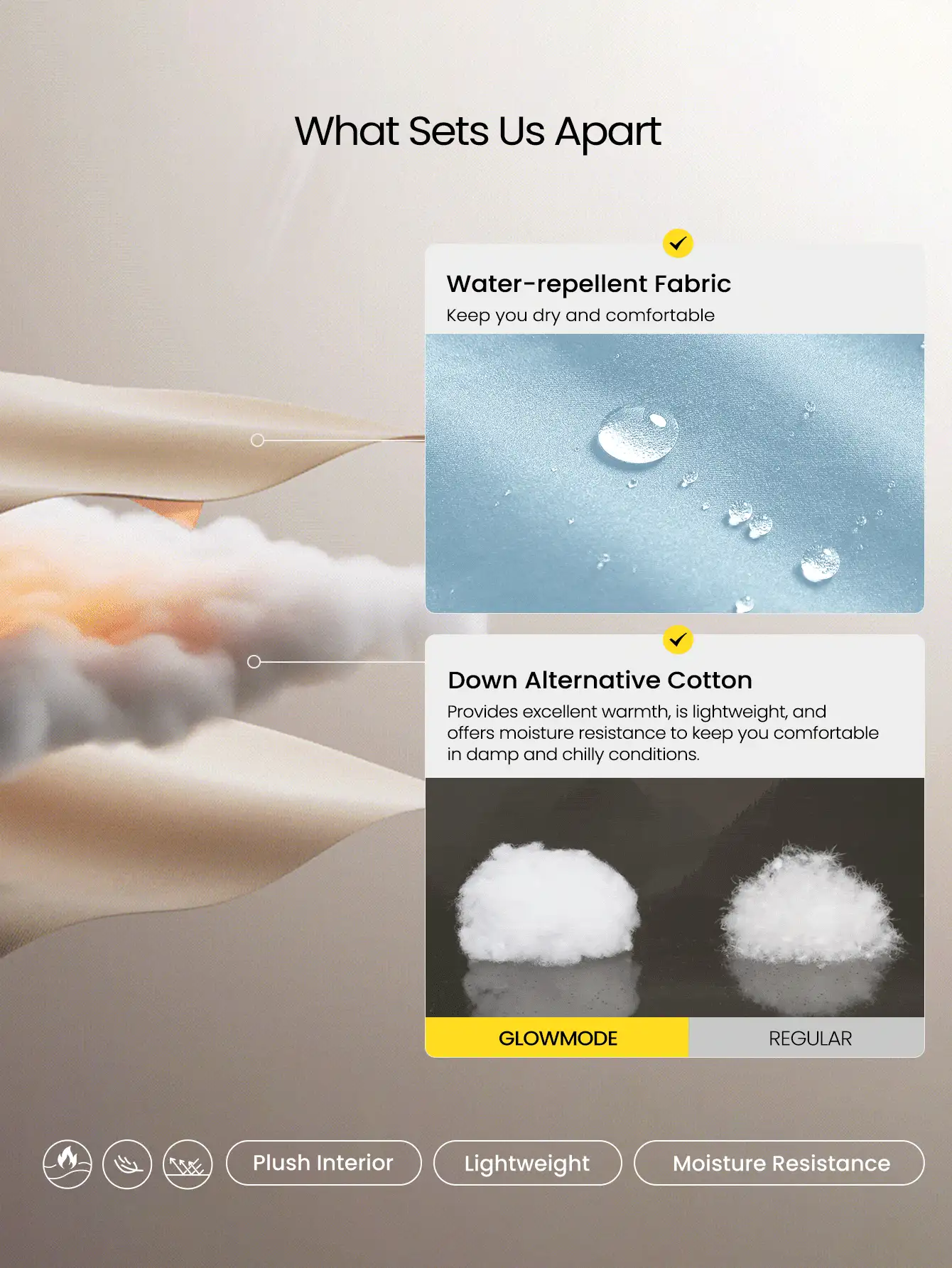 GLOWMODE Glacier Glow Soft Lightweight Warm Chill Water-Repellent Adjustable Drawstring Cropped Puffer Jacket Autumn Winter Outdoor Daily Casual - Baby Blue - View 2