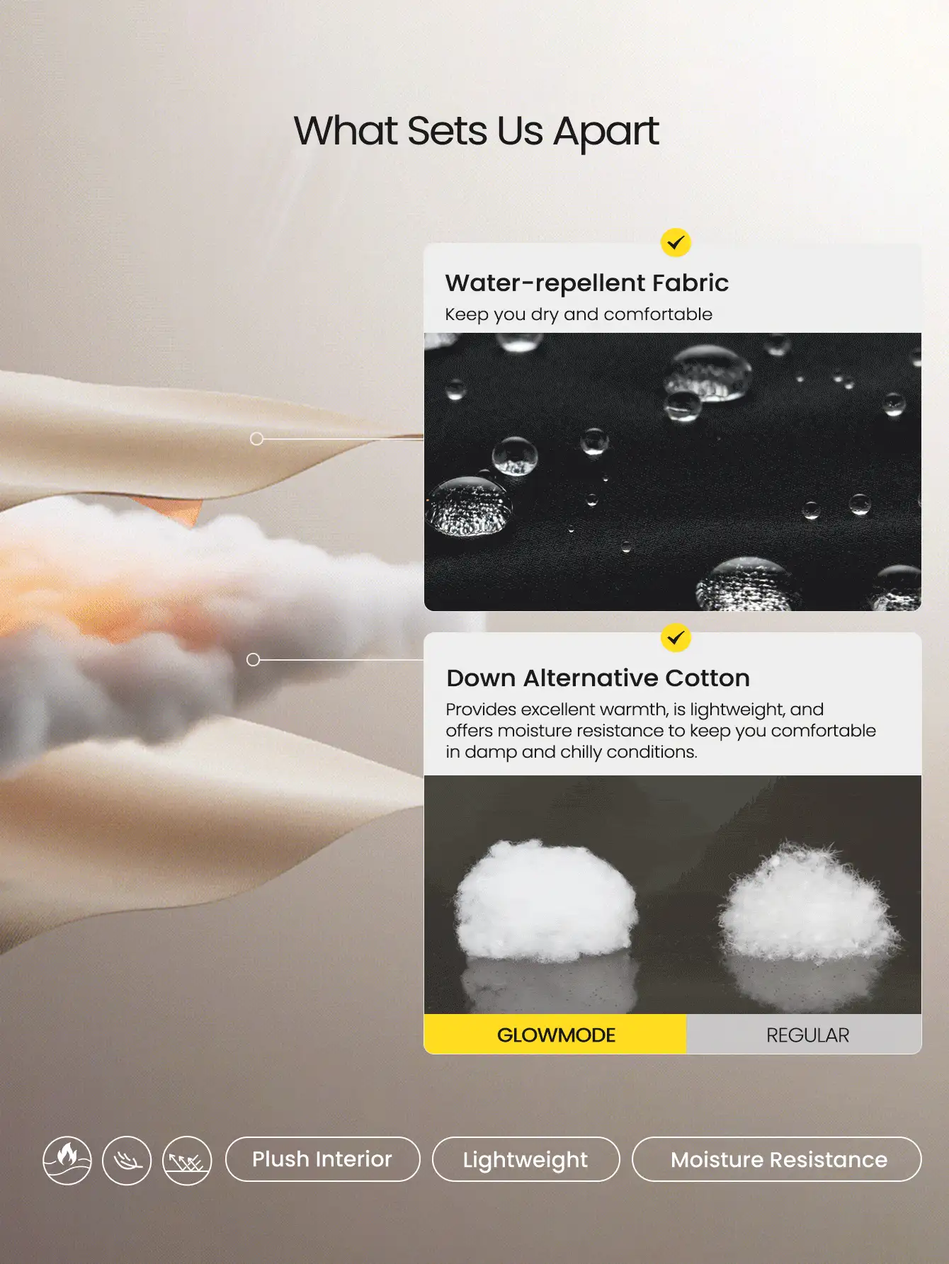 GLOWMODE Glacier Glow 柔软轻便保暖防寒防水可调节抽绳短款羽绒夹克秋冬户外日常休闲 - 黑色 - 查看 2