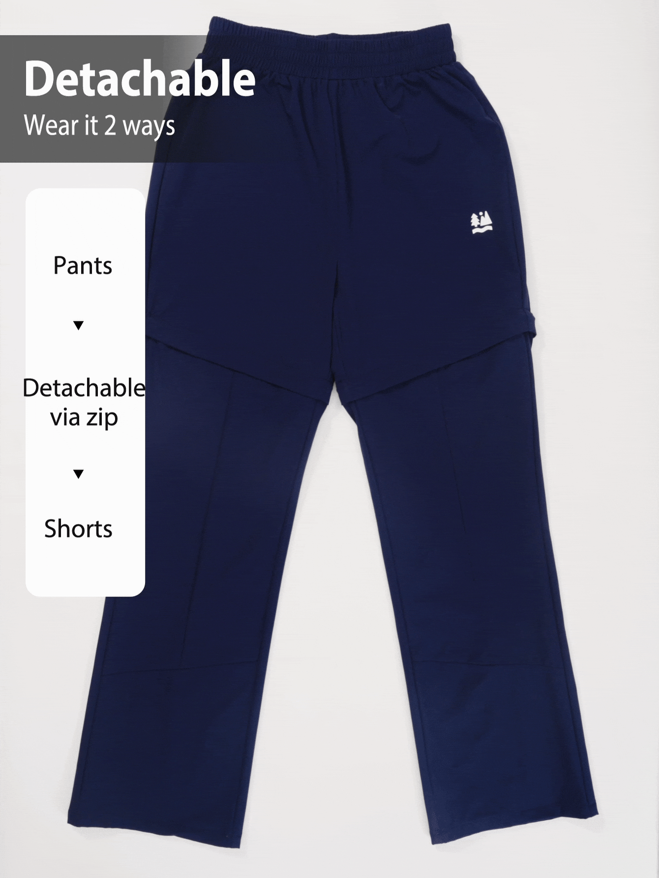 SHEIN In My Nature 女士户外运动休闲可拆卸徒步裤 - 藏蓝色 - 查看 2