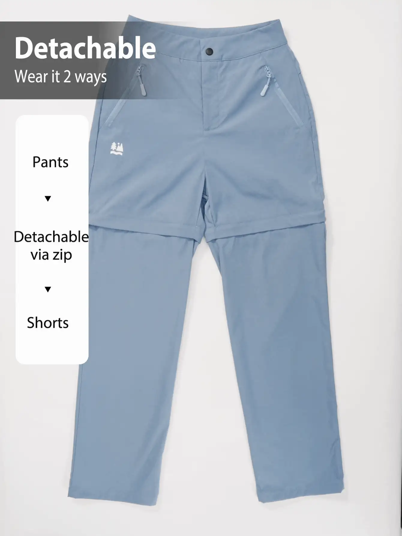 In My Nature 女士户外防风休闲百搭纽扣口袋徒步裤 - 藍色 - 查看 2