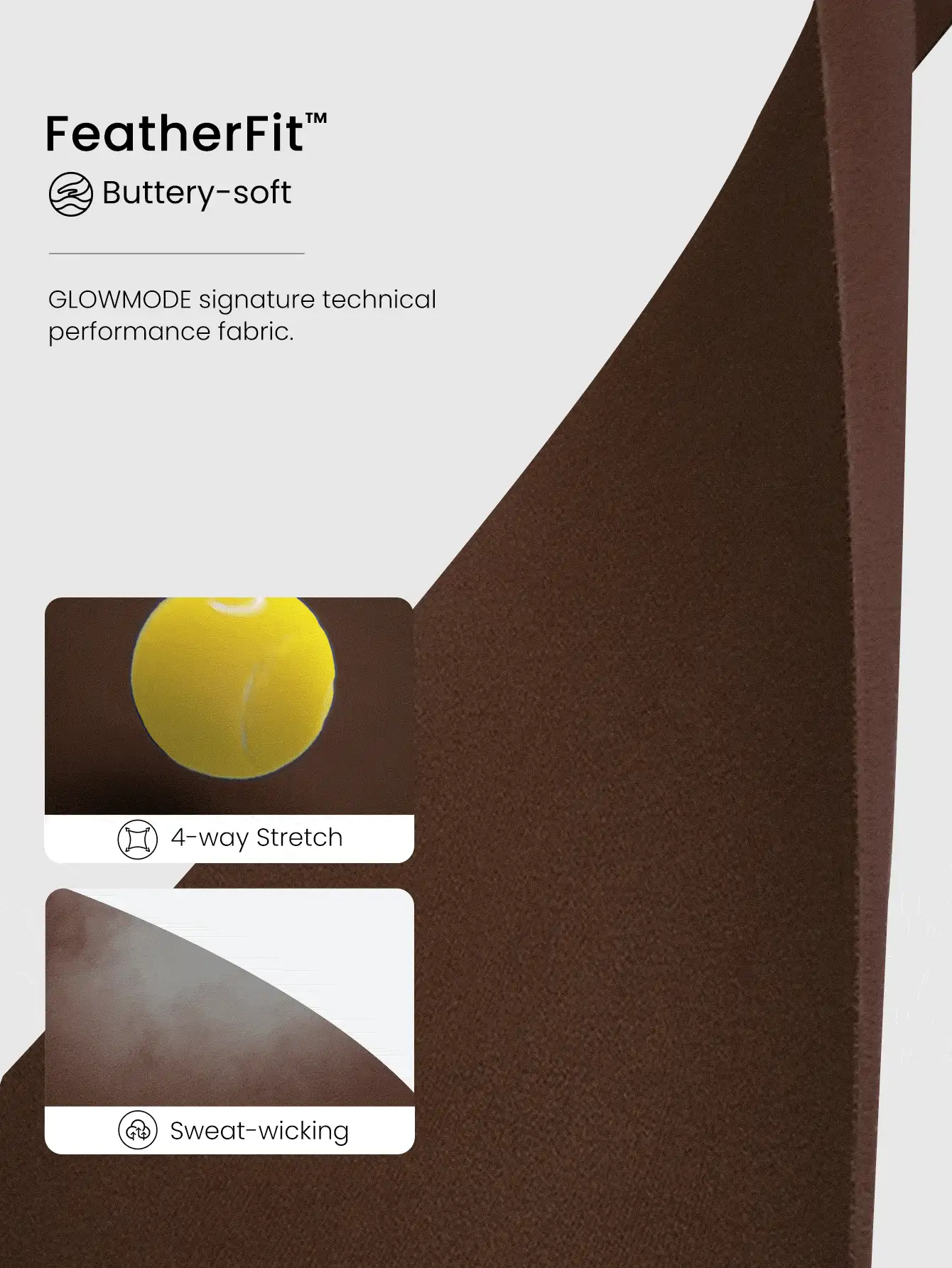 GLOWMODE FeatherFit™ Warm-Up Sweat-Wicking Stretchy Non-Slip Grips Headband Yoga Pilates Gym Workout Training Daily Active Wear - Brown - View 5