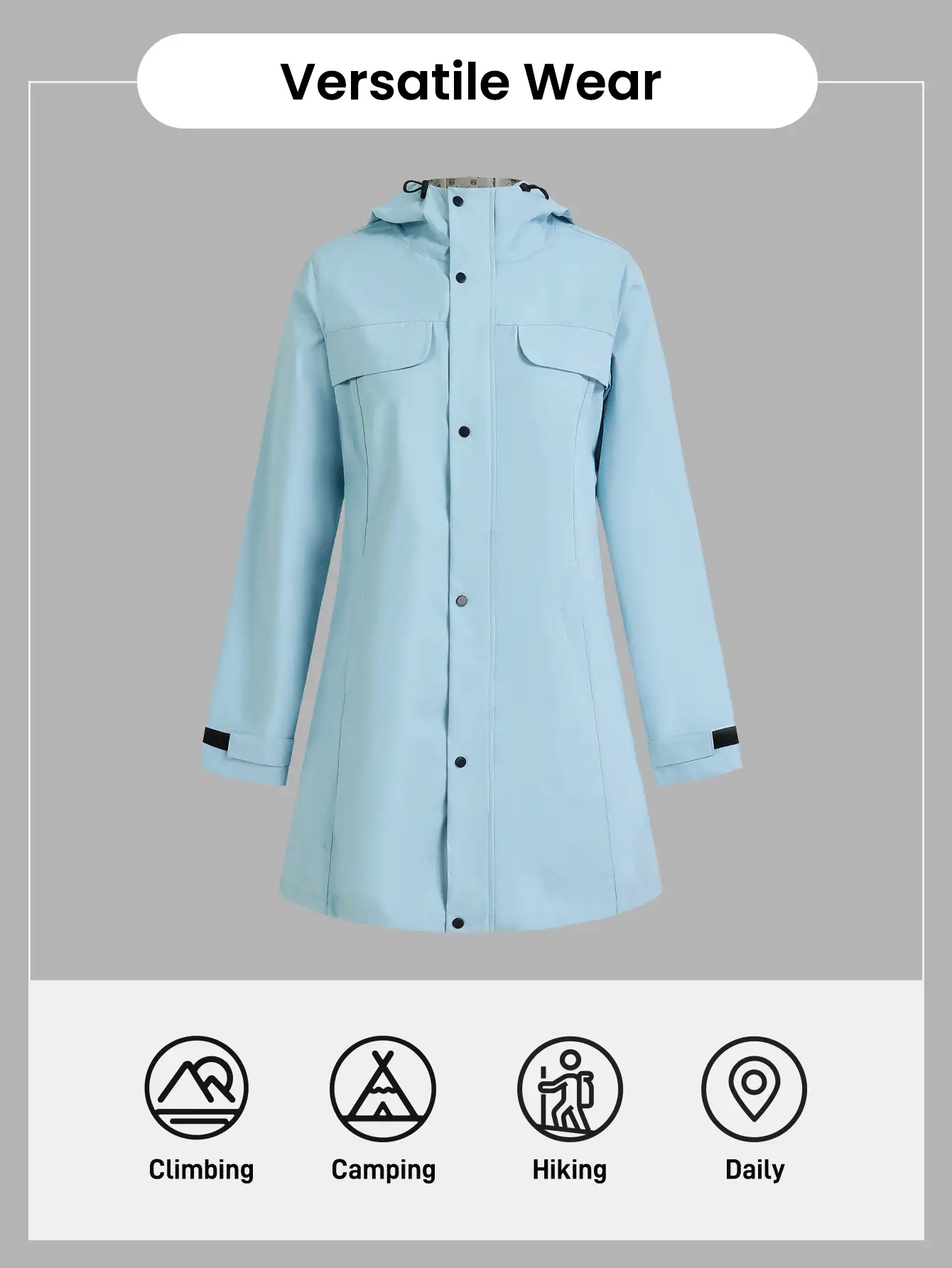 In My Nature Chaqueta impermeable para mujer para acampada, senderismo y desplazamientos urbanos - Marrón - Ver 8