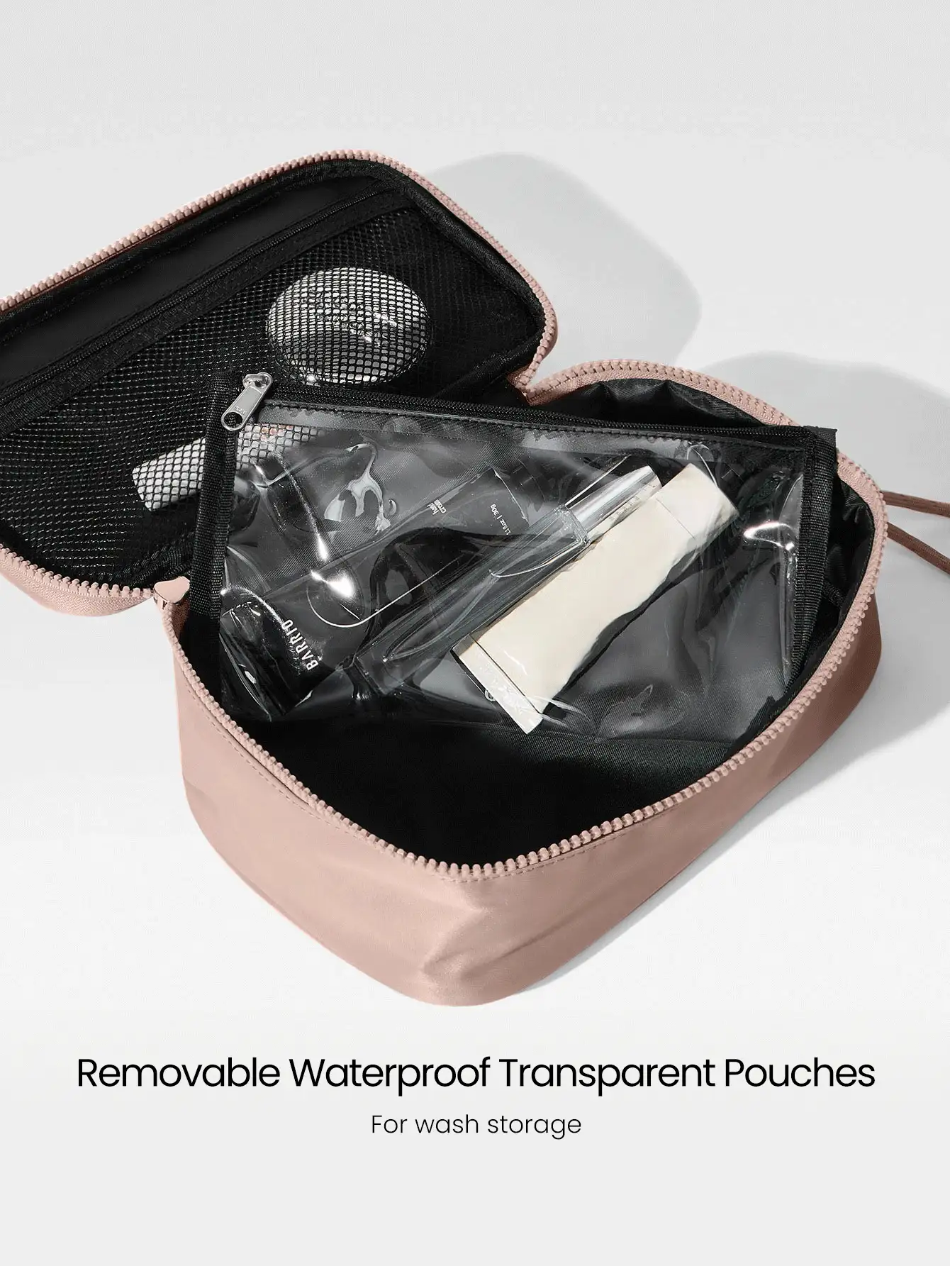 GLOWMODE Túi đựng đồ dùng cá nhân thể thao dung tích lớn 3 lít, chống thấm nước, có khóa kéo, thích hợp sử dụng hàng ngày, đi du lịch, ngày lễ tình nhân. - Màu đào - Xem 2