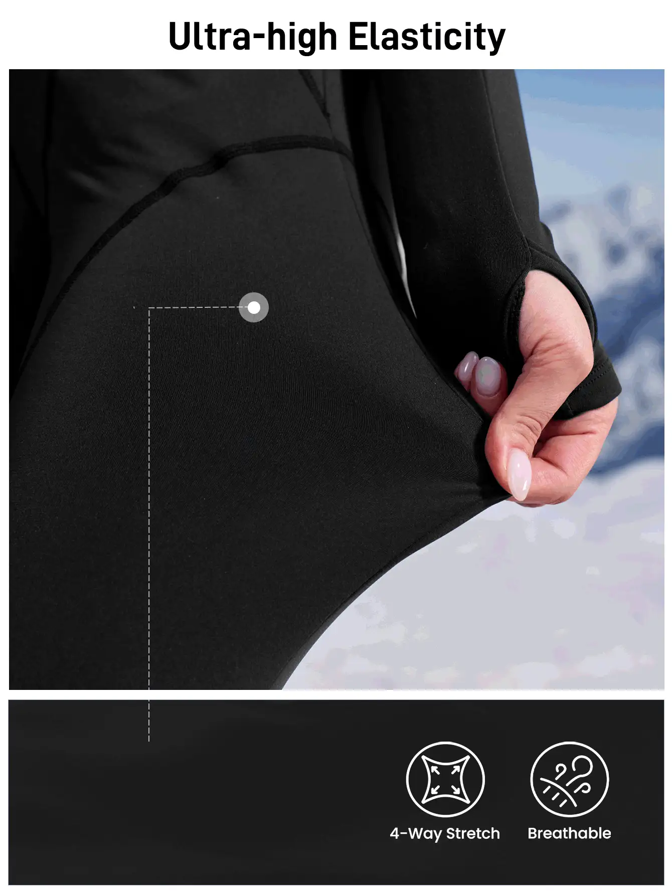 In My Nature 女士户外连体裤套装，高弹力，亲肤舒适，带保暖内衬，适合露营、徒步、运动和城市通勤。 - 黑色 - 查看 7