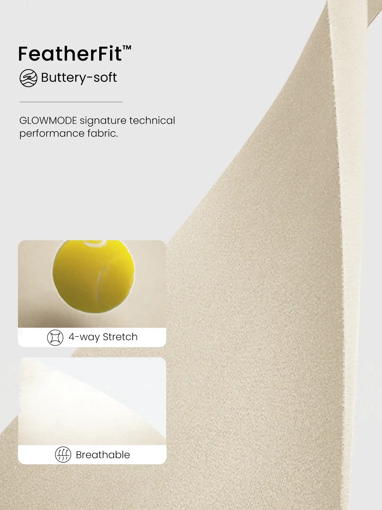 GLOWMODE FeatherFit™ Chill Glow Weiche, dehnbare, schweißableitende Kapuzenjacke mit Kontrastnaht, Daumenöffnungen, Taillenlänge, Reißverschluss, für Herbst, Winter, Yoga, Pilates, Studio, Alltag - Beige - Übersicht 5