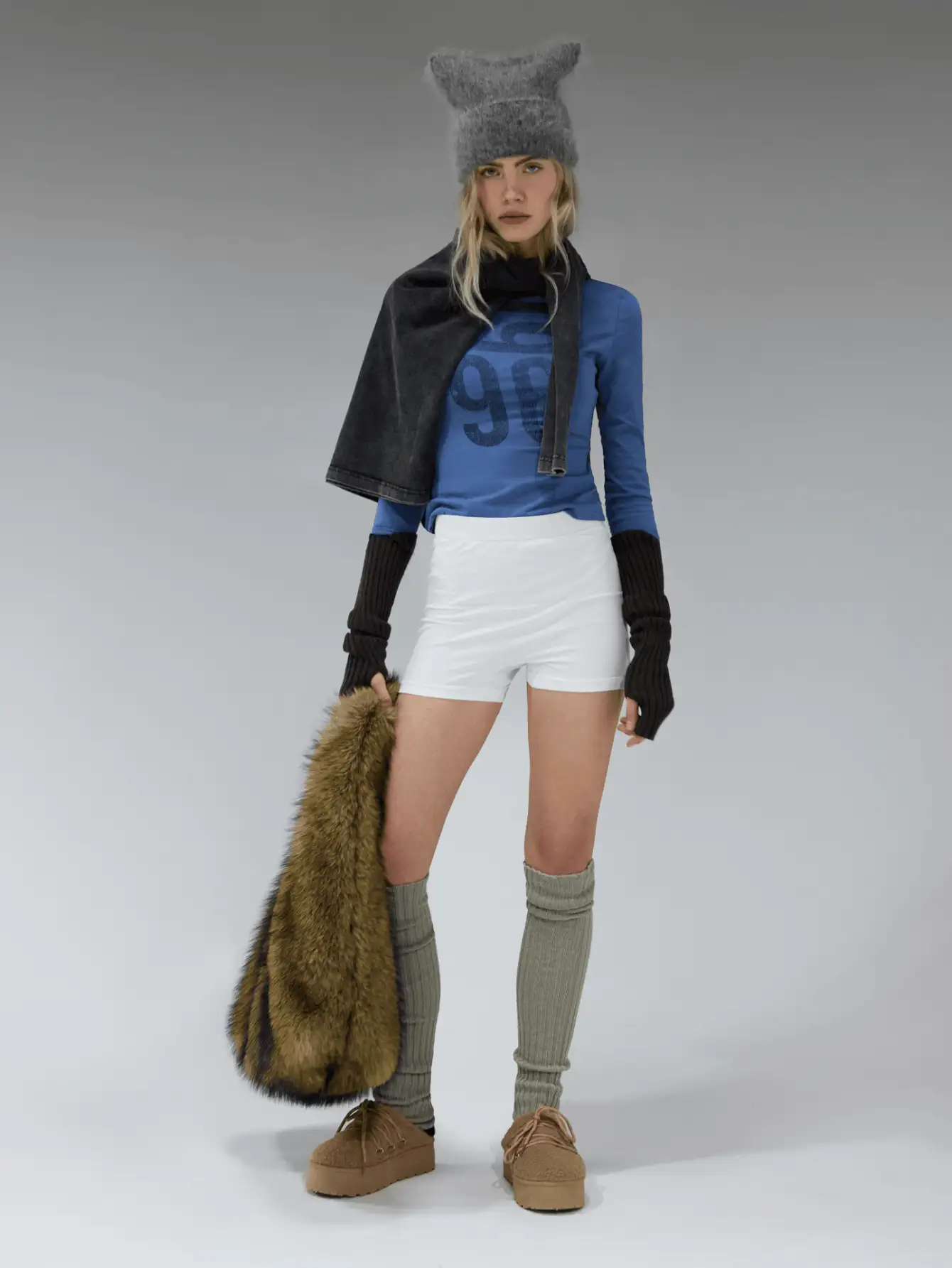 COUREZ Long Sleeve Jersey Top With Front Graphic Print /Y2K Long Sleeve Tops Going Out Tops Women Tops Spring Clothes For Women Blue Top Graphic Tees Women Cute Tops Summer Tops Summer Outfits - Blue - View 2