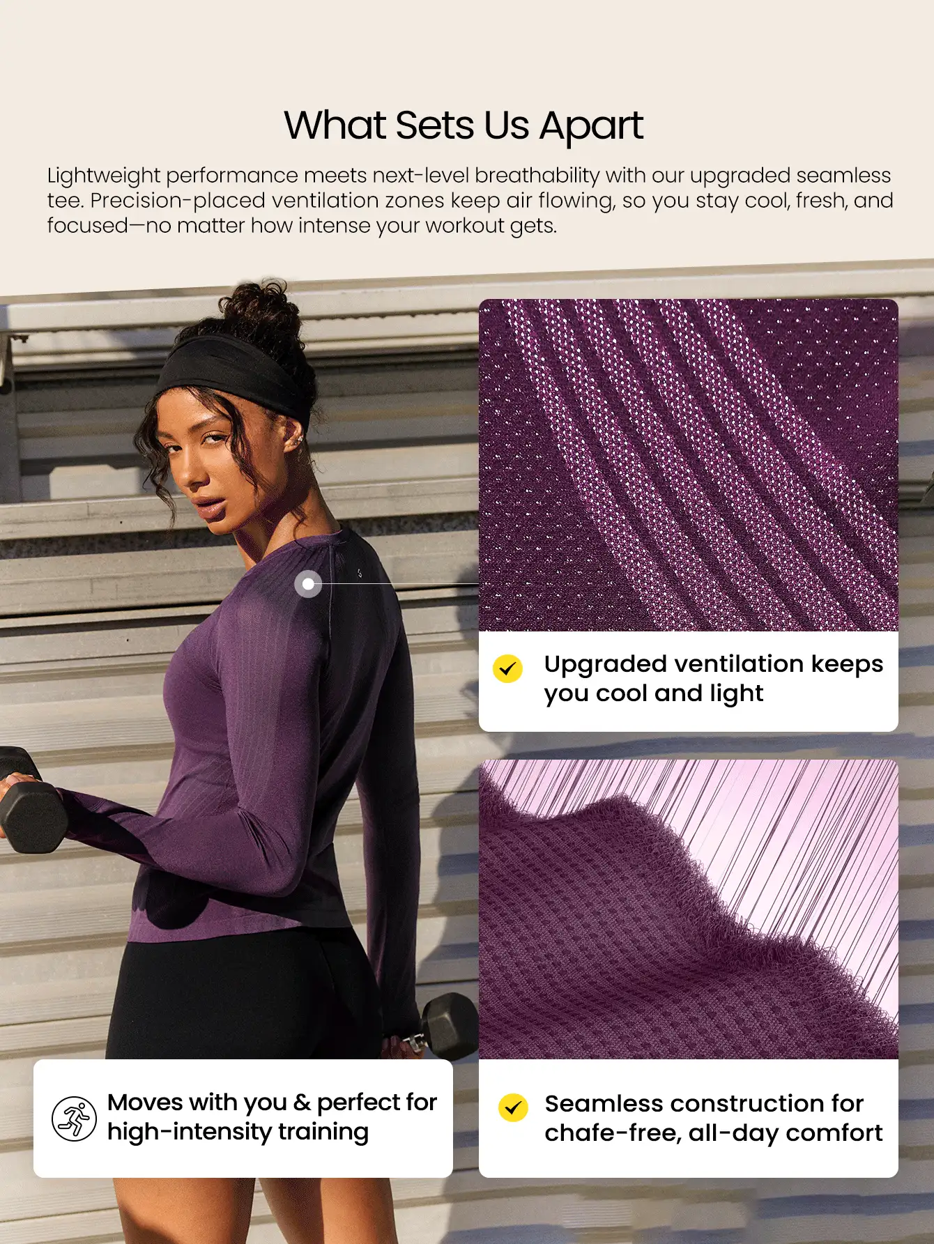 Swift Seamless Arctic Edge Sweat-Wicking Lightweight Stretchy Contour Paneling Thumbholes Waist-Length Long-Sleeve Top Training Running Daily Active Wear