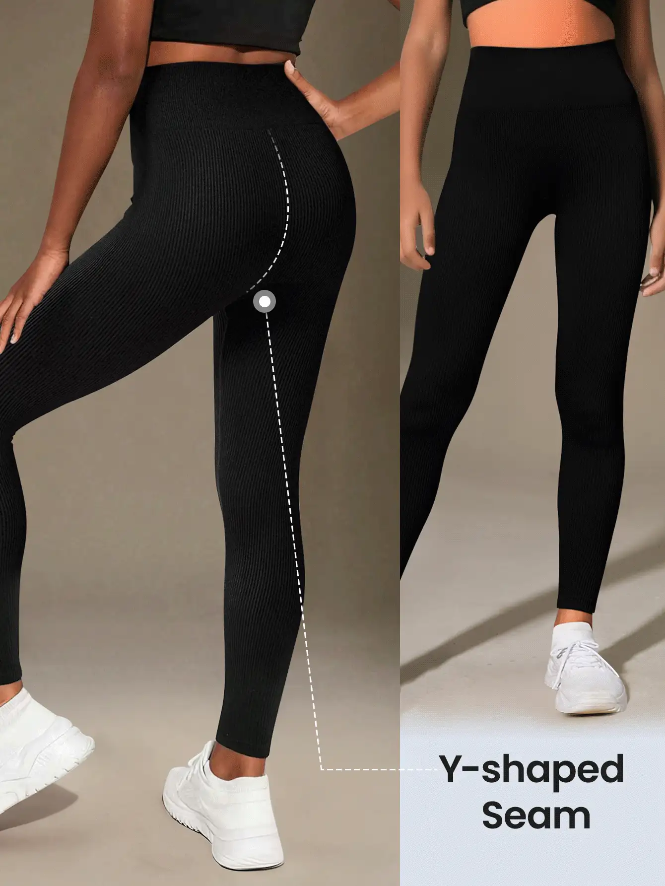 Teen Girls Activewear Black Seamless High Waist Ribbed Leggings, Cloud-Soft Second Skin Feel, 4-Way Stretch, Suitable For Running, Cycling, Yoga, Pickleball And Other Sports & Casual Wear