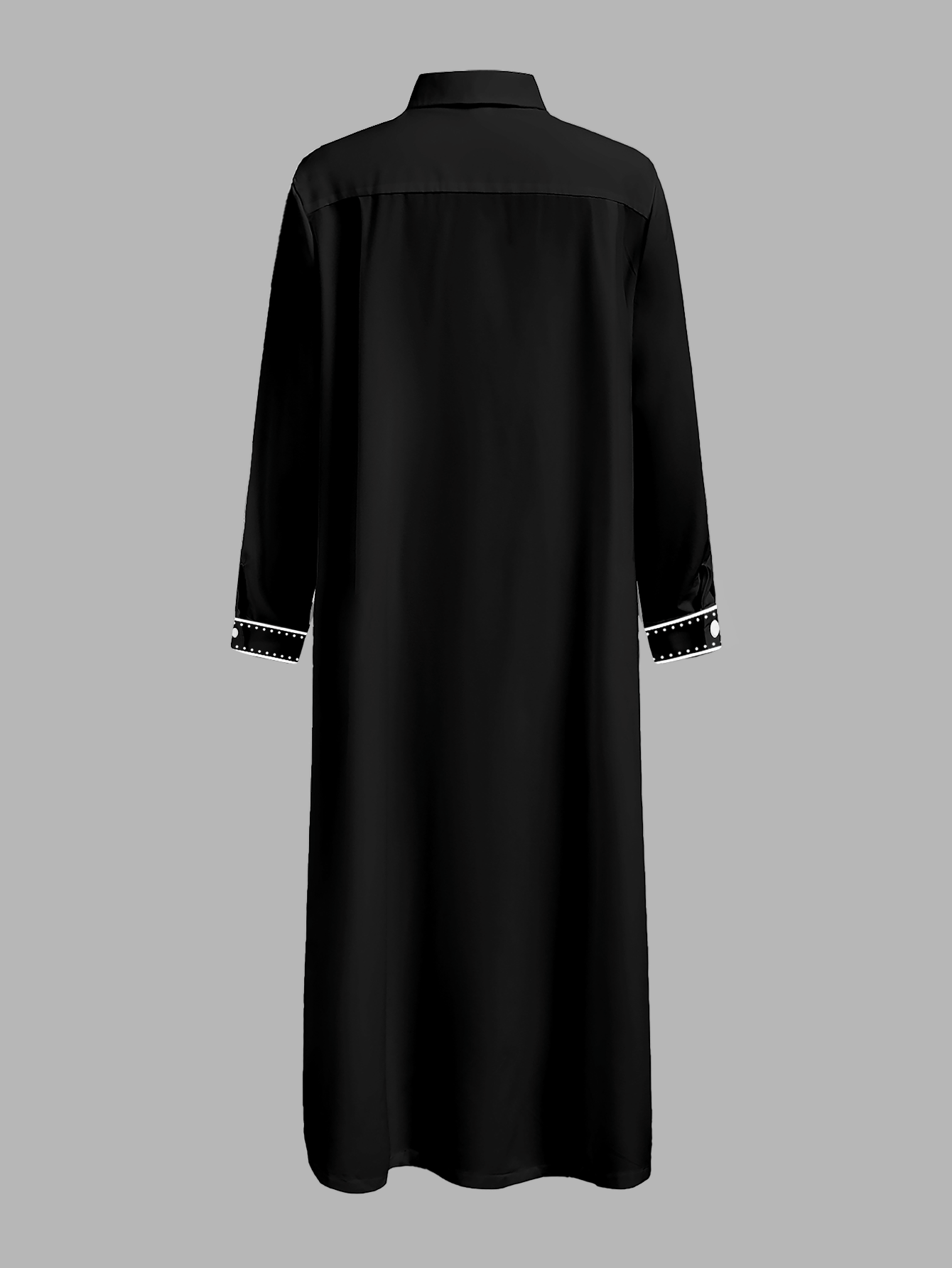 Tween Boy Long Shirt, Classic Vintage Arabic Robe, Floral Print Pattern - Black - View 3