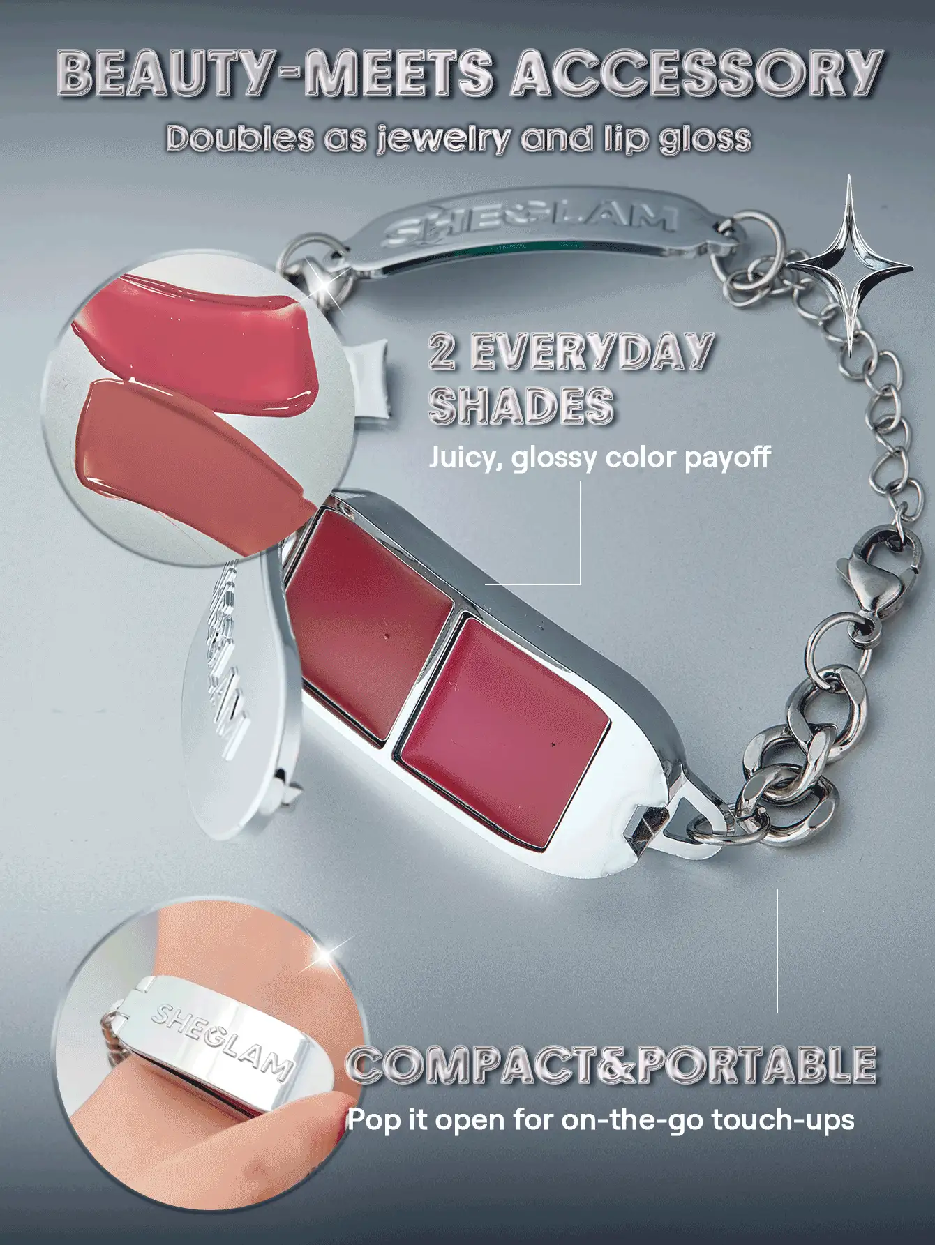 SHEGLAM Lustra 系列套裝 品牌 美容 化妝 化妝品 適合女性與女孩 完美搭配冬季 Y2K 時尚 流行 生日禮物 假期 派對準備就緒 最佳顏色 - 彩色 - 查看 6