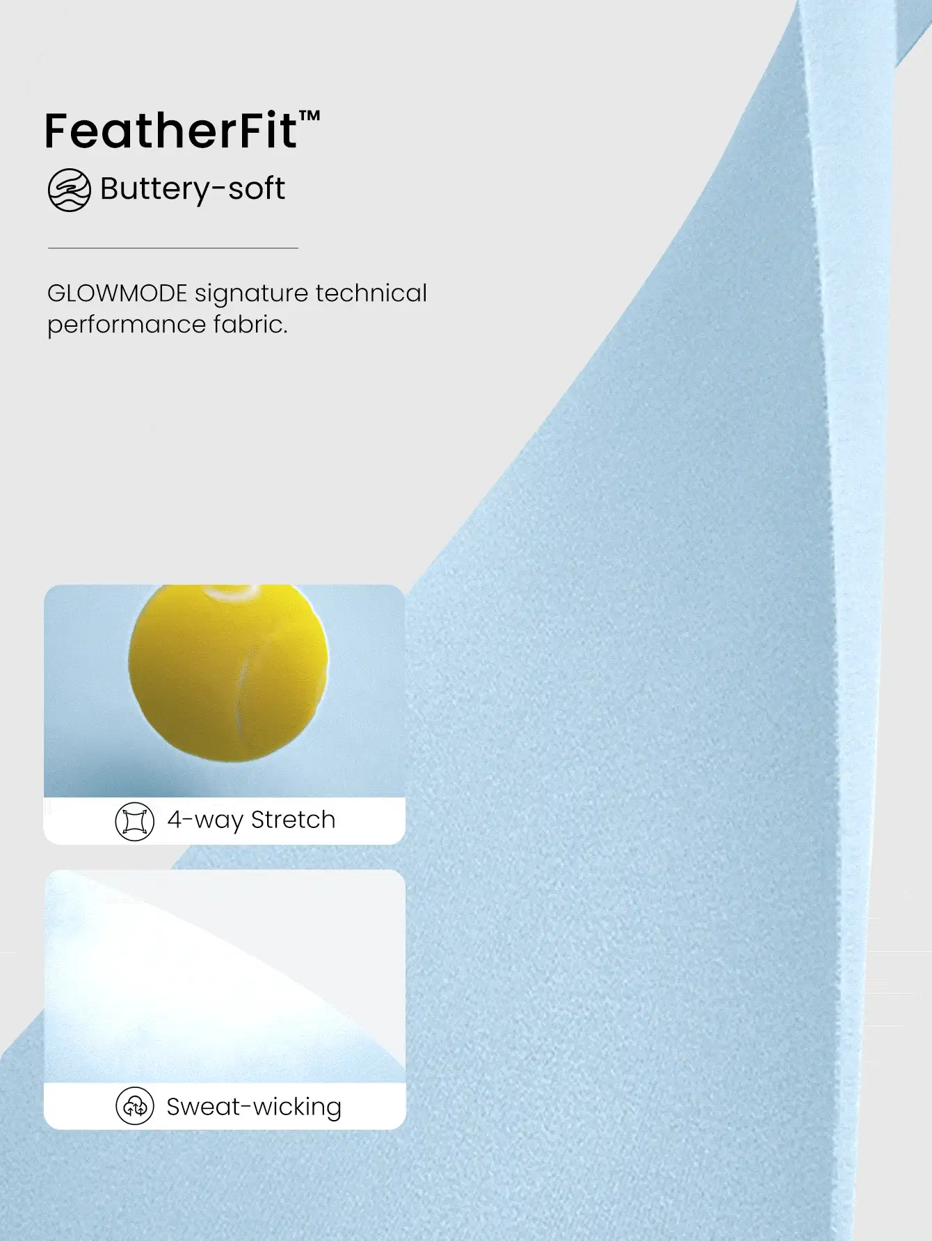 GLOWMODE FeatherFit™ Focus Drawstring Pleated Short Sleeve Tee Light Support Low Impact Yoga Pilates Studio Gym Valentine's Day - Blue Day - View 4