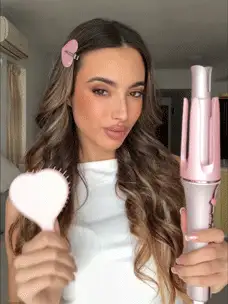 SHEGLAM HAIR Cupid's Charm One-Touch Instant Curler,Pink Automatic Curling Iron 25mm US Plug,10min Quick Waves,60s Fast Preheat,3 Adjustable Temps,Heart-Shaped Switch,8s Smart Timer,Quick Auto Curl Magic Enhance Shine & Protection Suitable For Medium To Long Hair