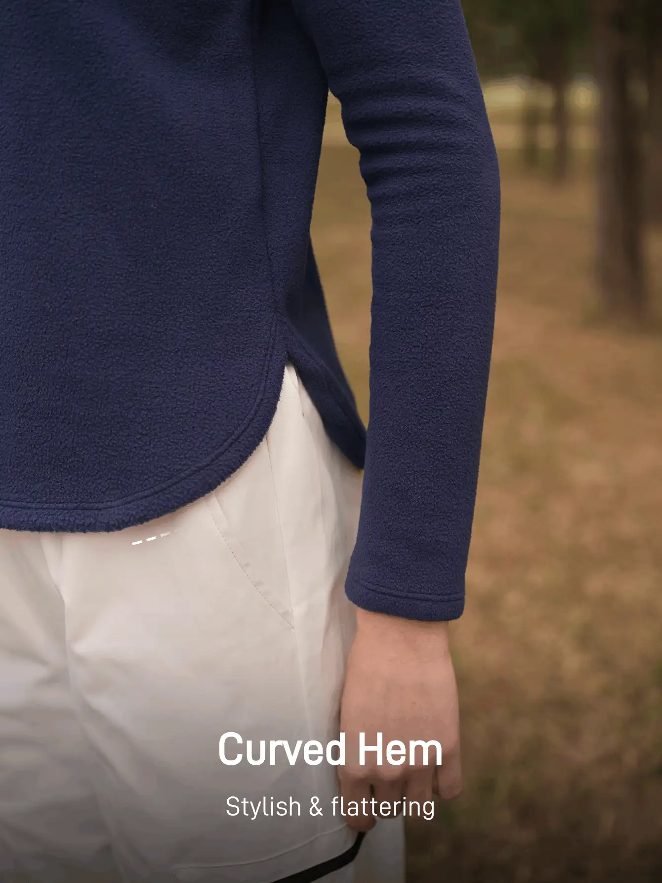 SHEIN In My Nature 女士纯色长袖拉链半开襟户外抓绒外套 - 藏蓝色 - 查看 4