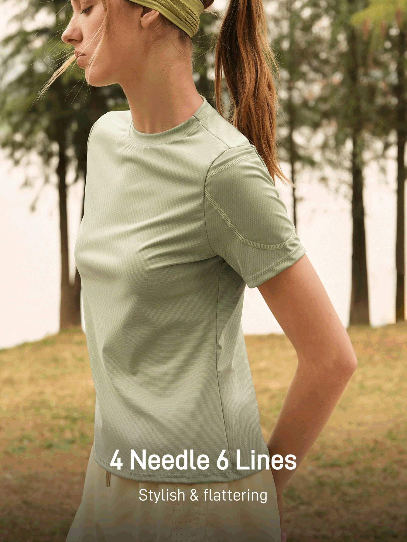 In My Nature Women's Solid Color Round Neck Short Sleeve Casual Outdoor Sports T-Shirt - Green - View 2