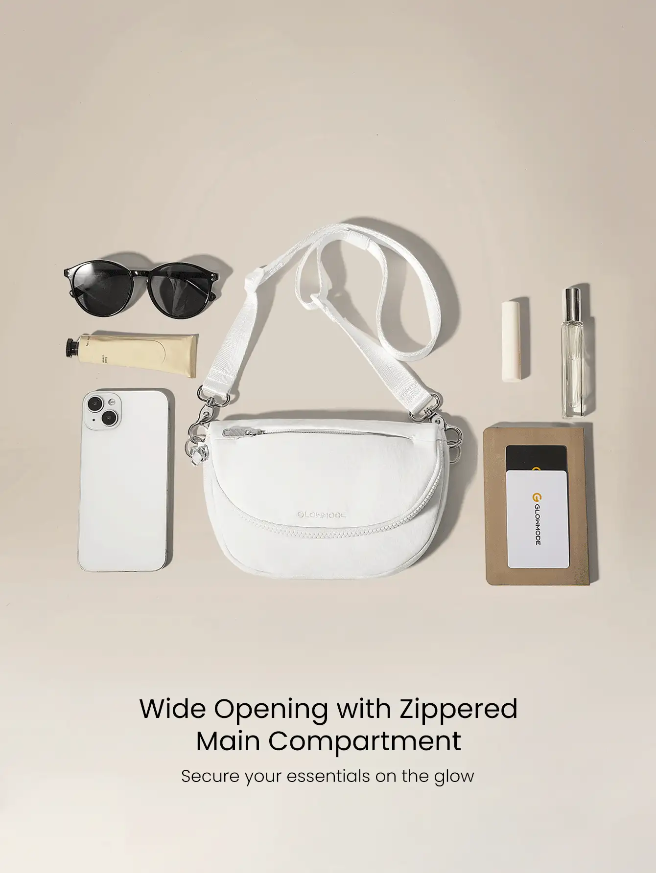 GLOWMODE 1.5 L  Easy  Commute  Water-Resistant  Shoulder  Strap  Bag  With  Clippable  Nano  Pouch  Daily  Casual  Valentine's  Day - milky white - View 3