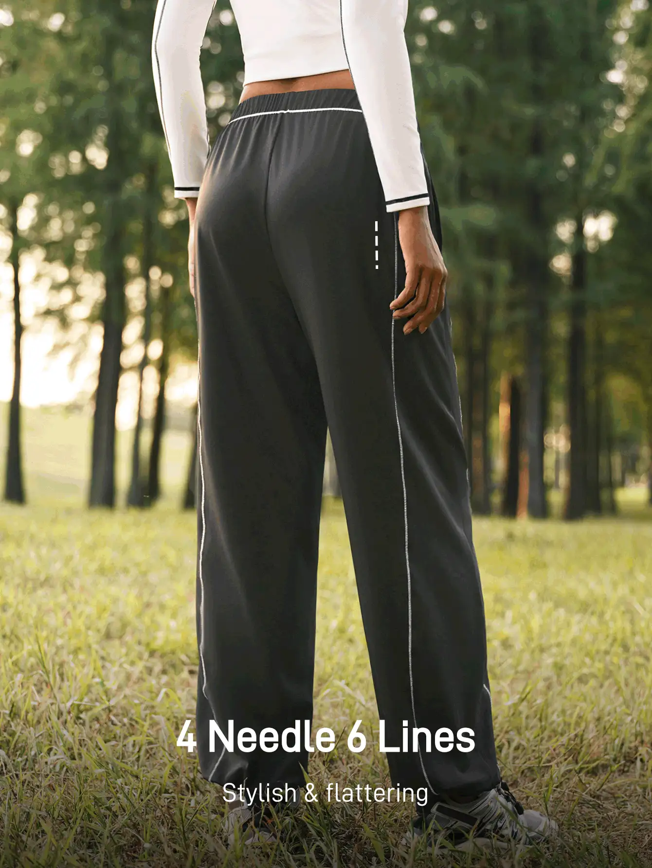 SHEIN In My Nature Women's Outdoor Sweatpants & Joggers, Loose And Comfortable, With Side Pockets And Contrast Color Stitching, Suitable For Gym, Hiking And Running. - Black - View 2