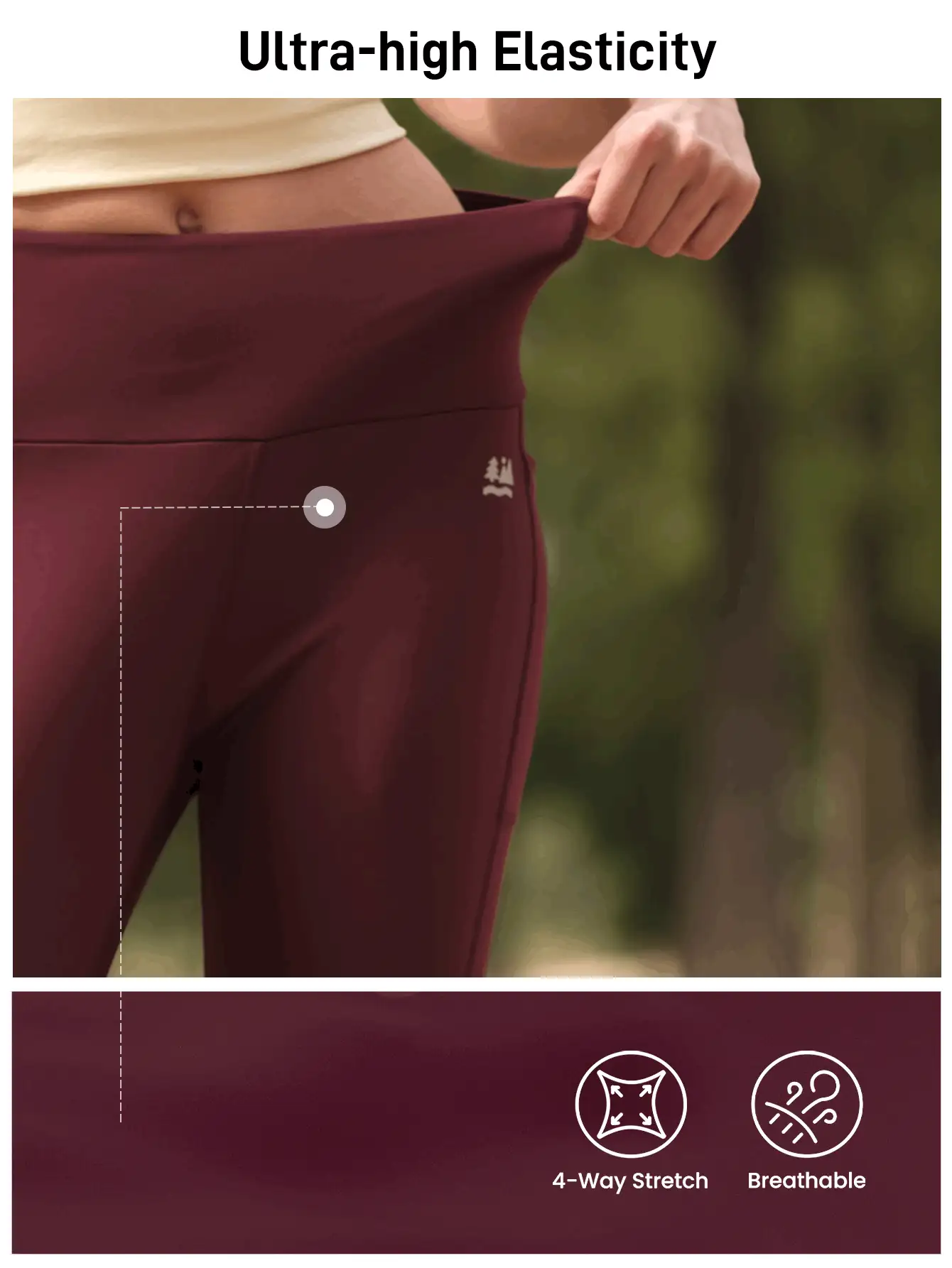 SHEIN Quần legging thể thao ngoài trời dành cho nữ hiệu In My Nature với đường may tương phản, thân thiện với da và thoải mái, có túi khóa kéo phía sau, phù hợp cho phòng tập thể dục, leo núi và chạy bộ. - Màu Đỏ Sâu - Xem 4