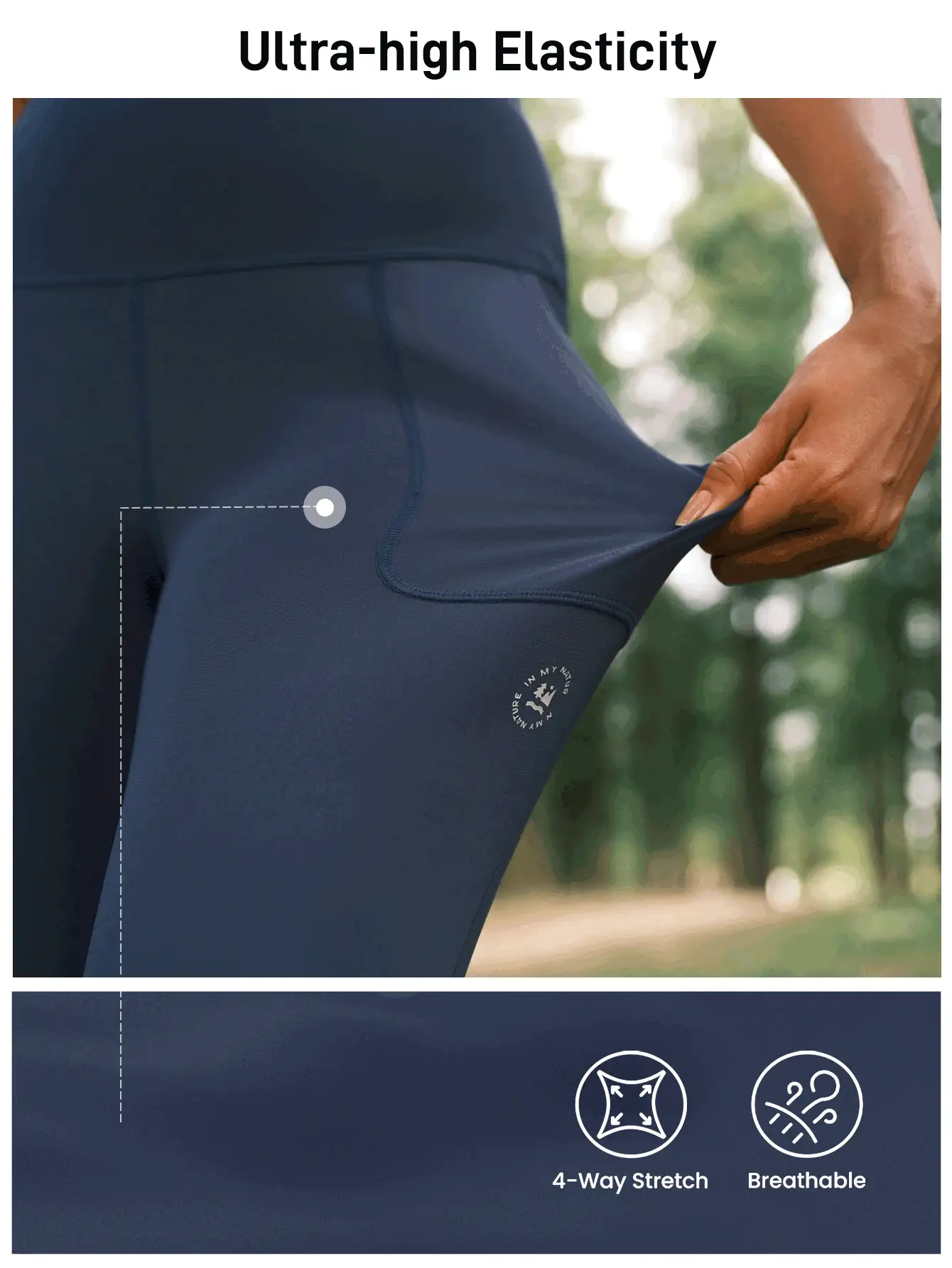 In My Nature Women's High Waist Letter Print Elastic Outdoor Leggings - Navy Blue - View 6