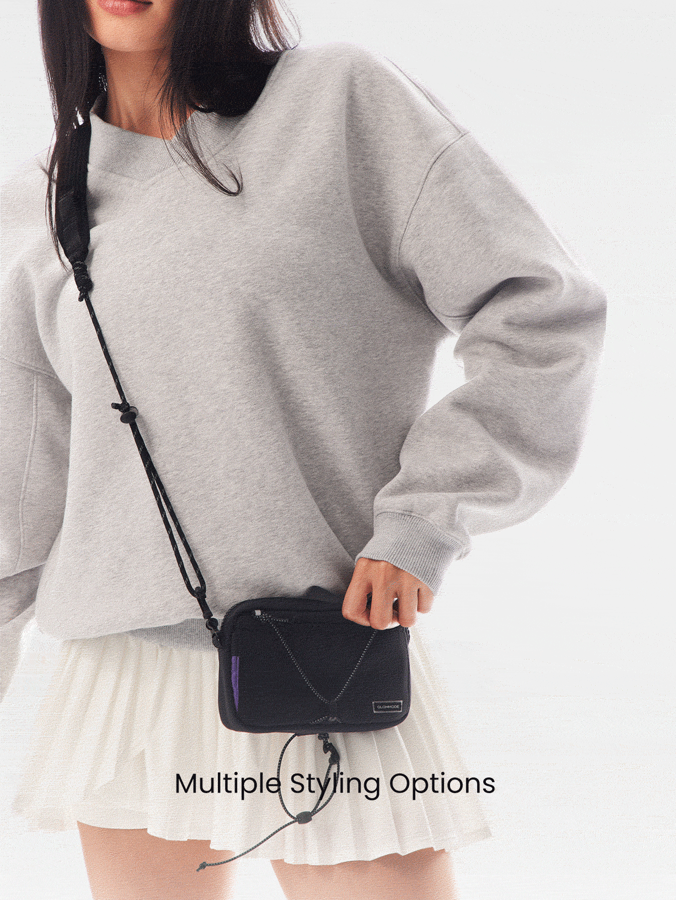 GLOWMODE 0.7升迷你便携防水钥匙扣前袋反光肩带斜挎包腰包，适合秋冬季户外日常活动穿着