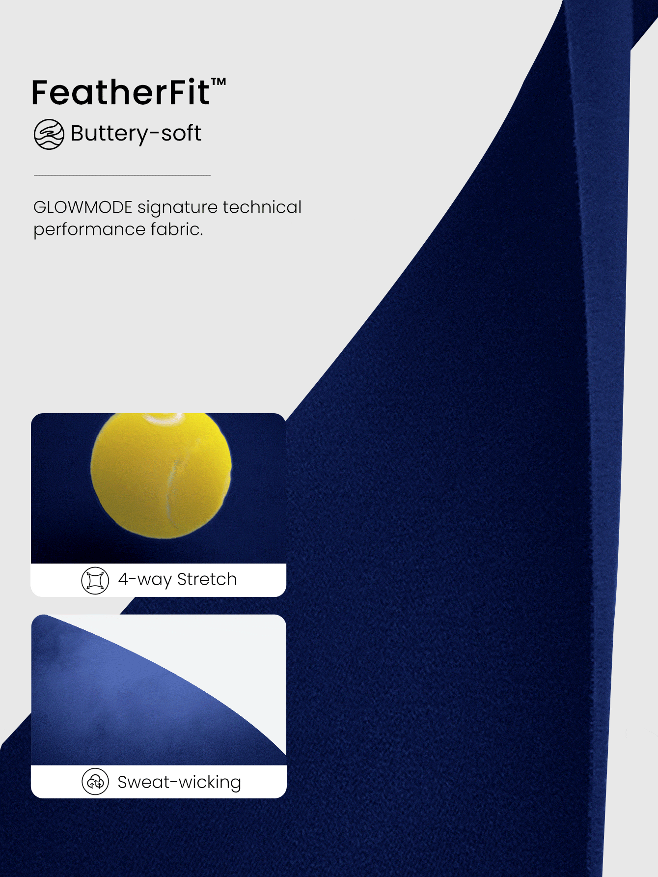 GLOWMODE FeatherFit™ 双肩带心形领运动文胸，适合低强度运动、瑜伽、日常穿着，秋冬季适用。 - Dark Blue - 查看 5