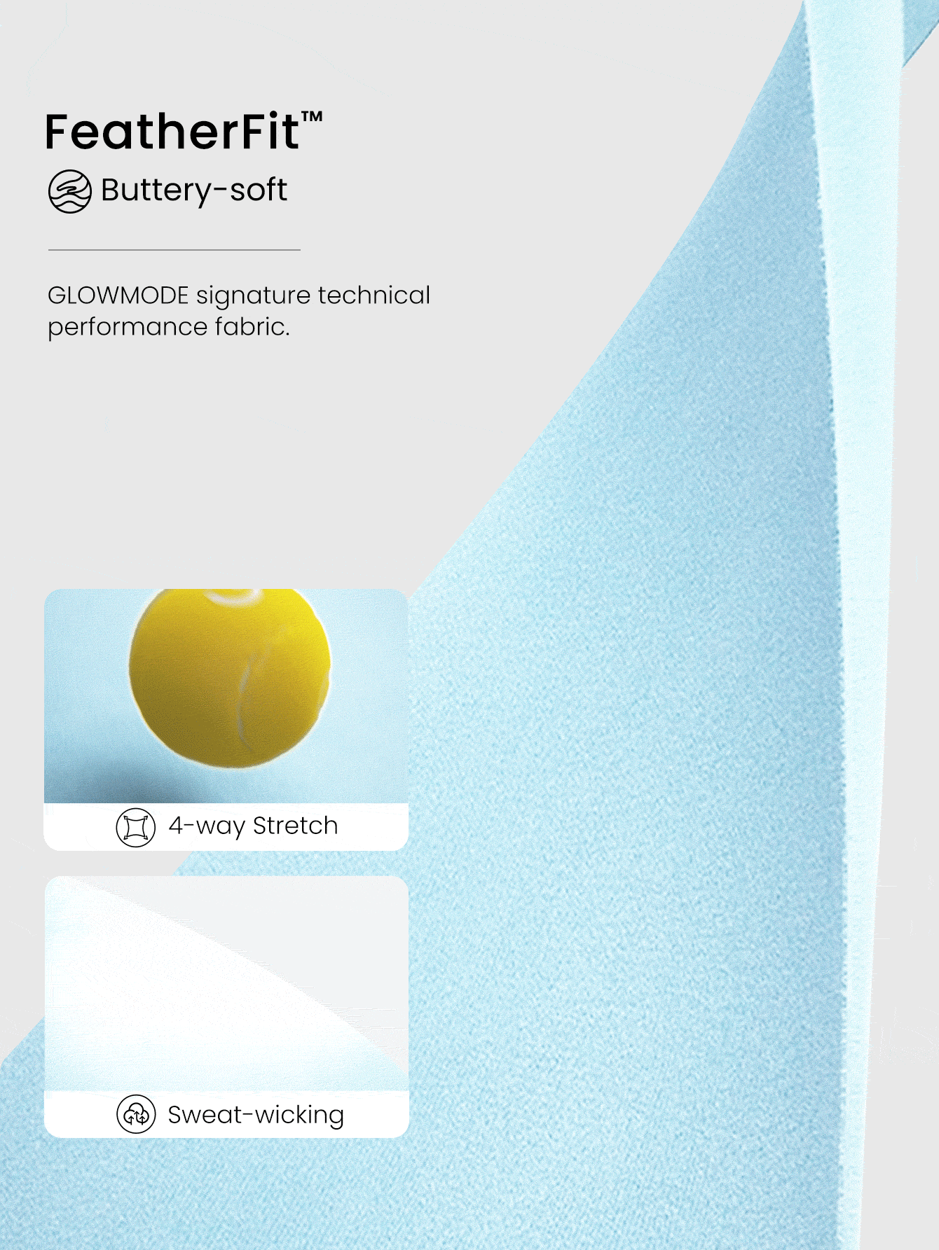 GLOWMODE FeatherFit™ 短款运动背心和高腰紧身裤套装 - 淺藍色 - 查看 6