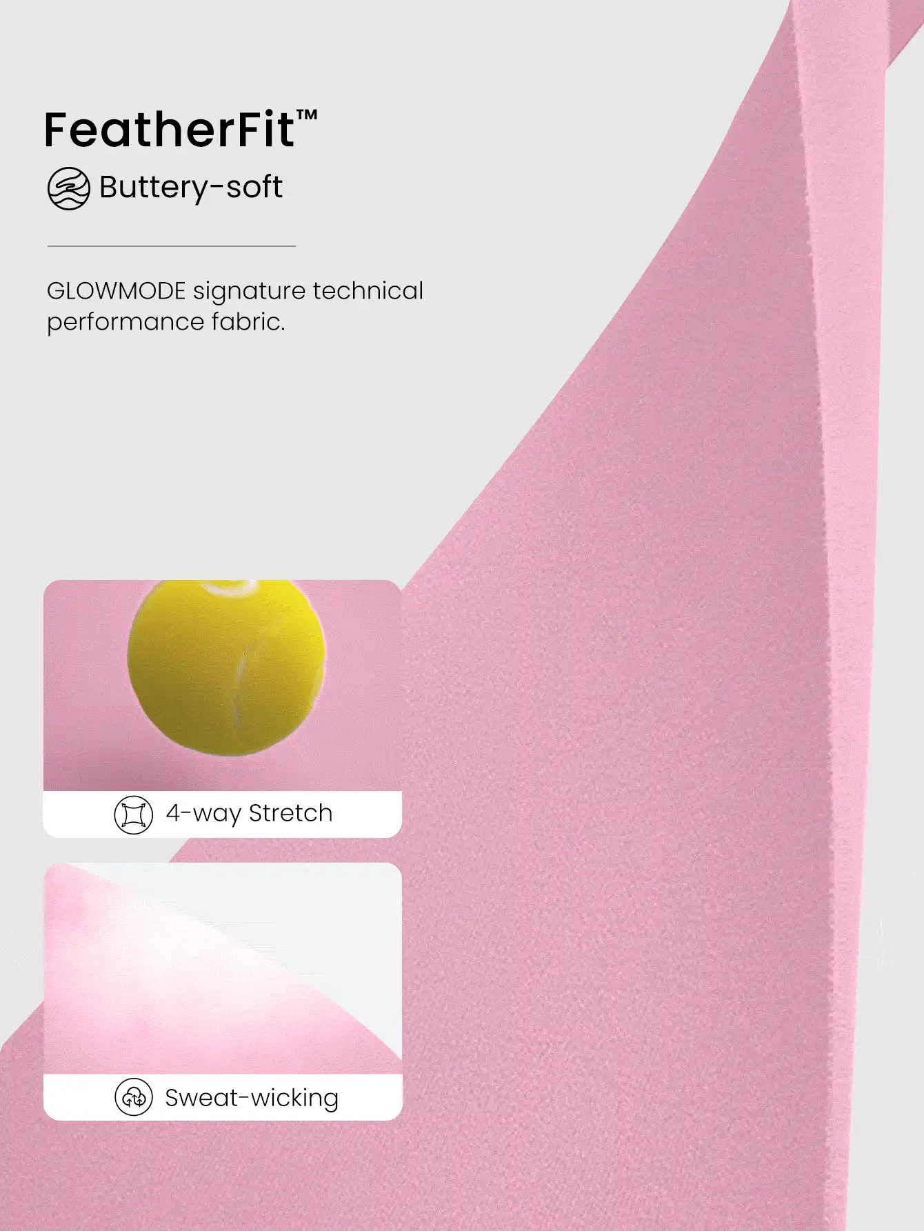 GLOWMODE FeatherFit™ Warm-Up Sweat-Wicking Stretchy Non-Slip Grips Headband Yoga Pilates Gym Workout Training Daily Active Wear - Soft sugar powder - View 5