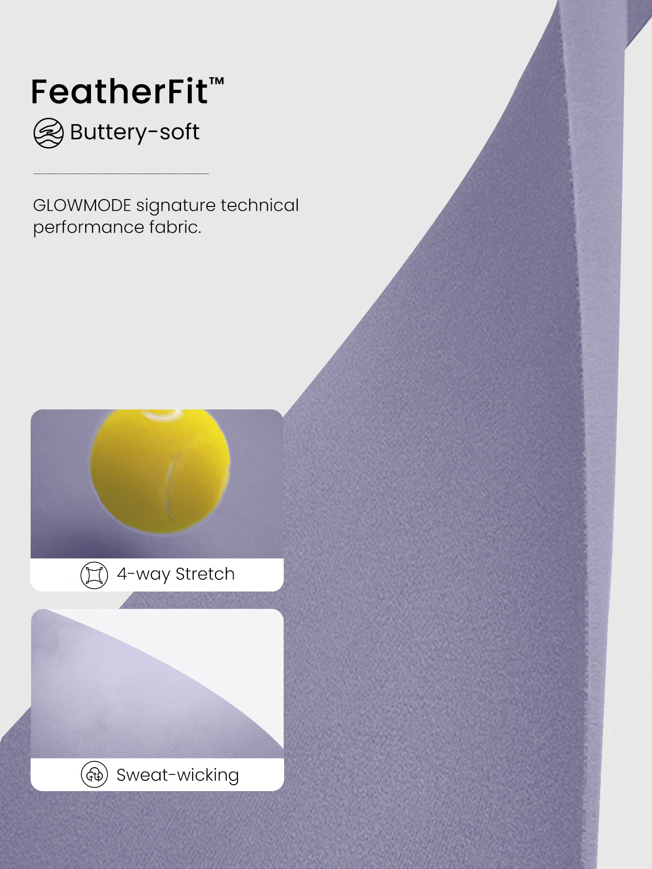 GLOWMODE FeatherFit™ Double-Strap Heart-Shaped Neck Sports Bra Low Impact Yoga Daily Fall Winter - Dusty Purple - View 5